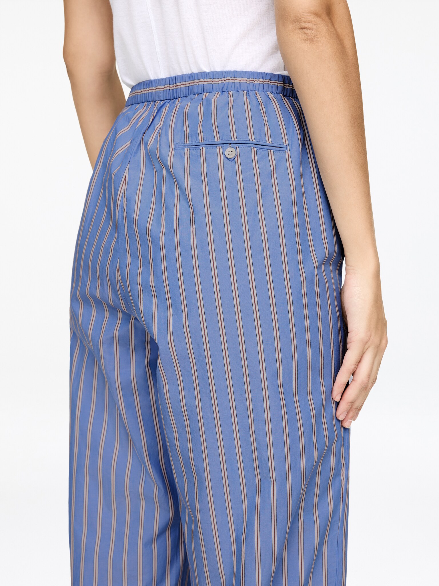 Pantalon de pyjama en coton - Bleu/Rayé - 3