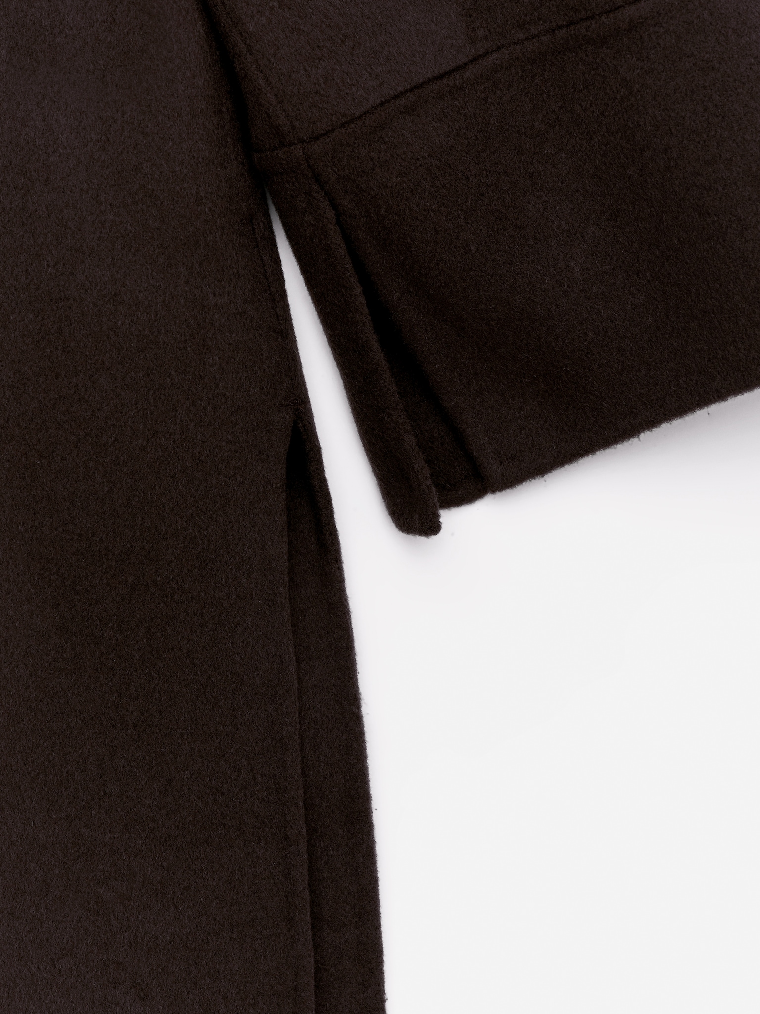 Manteau cape en laine doublée - Marron foncé - 5