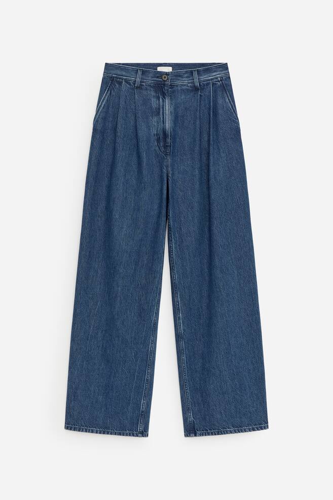 Wijde broek met plooien - Blauw - 1