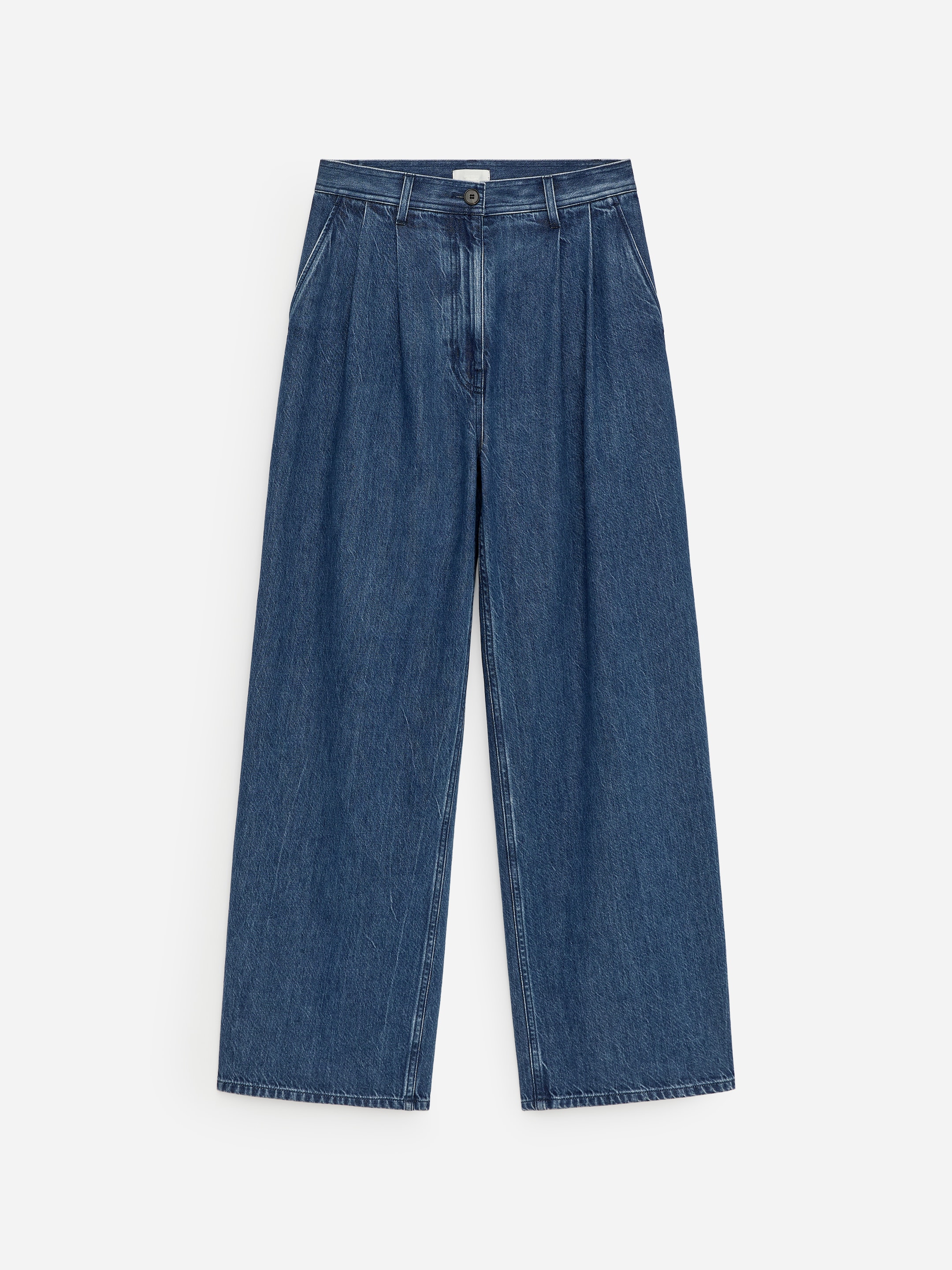 Wide Pleated Jeans-Blue-18239