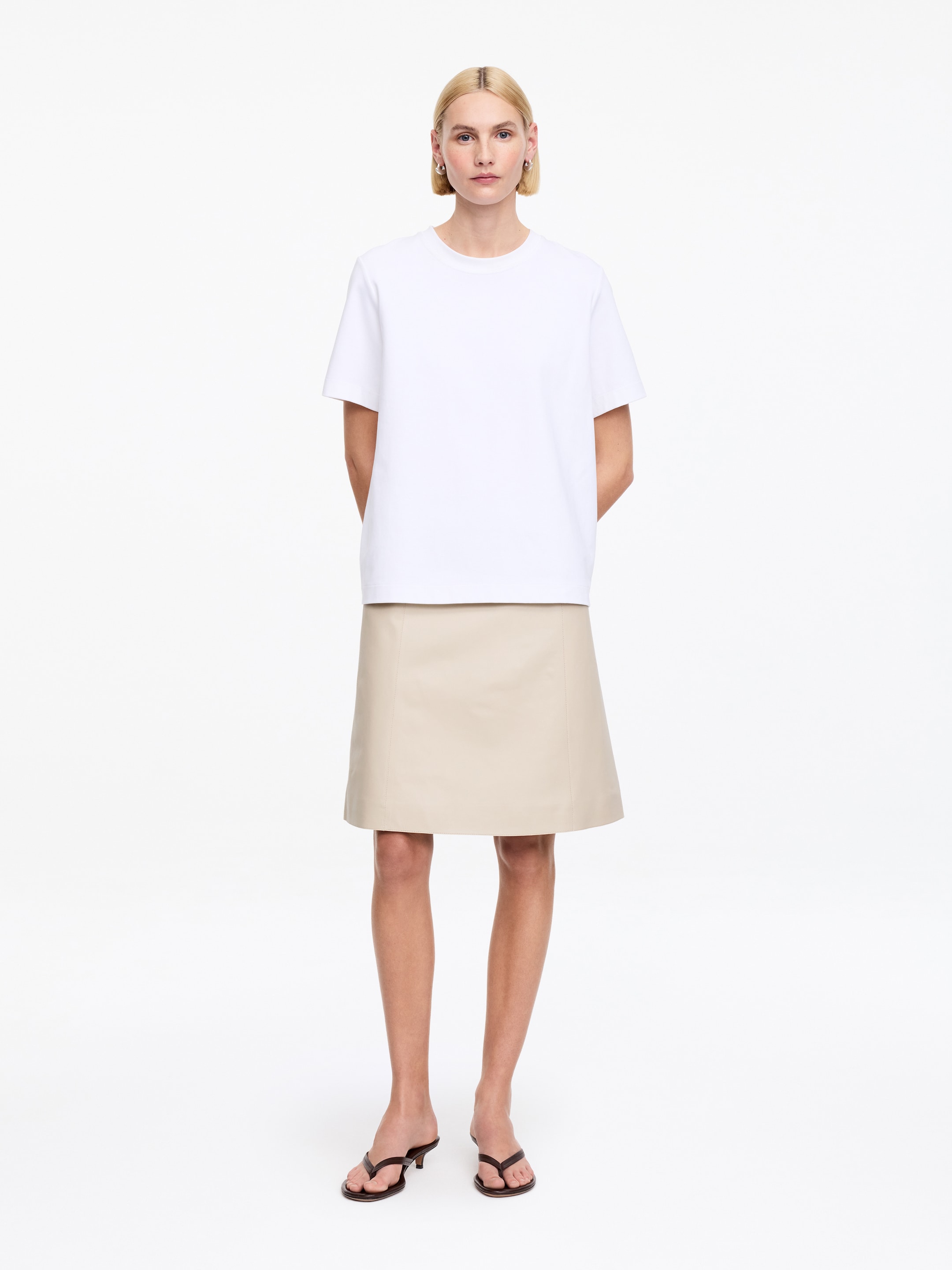 Leather Skirt-#e7d8c6-18605