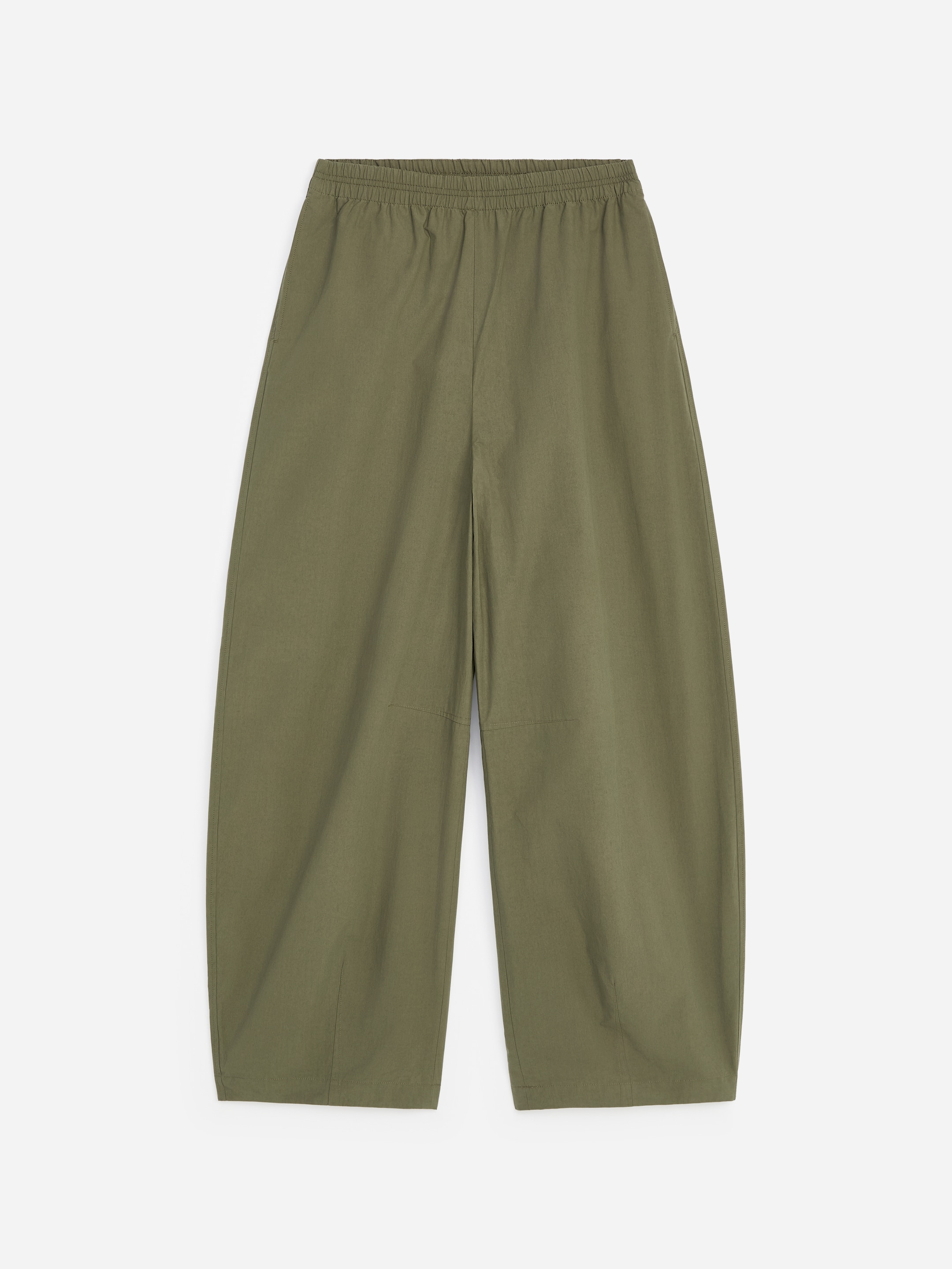 Barrel-Leg Cotton Trousers-Green-19923