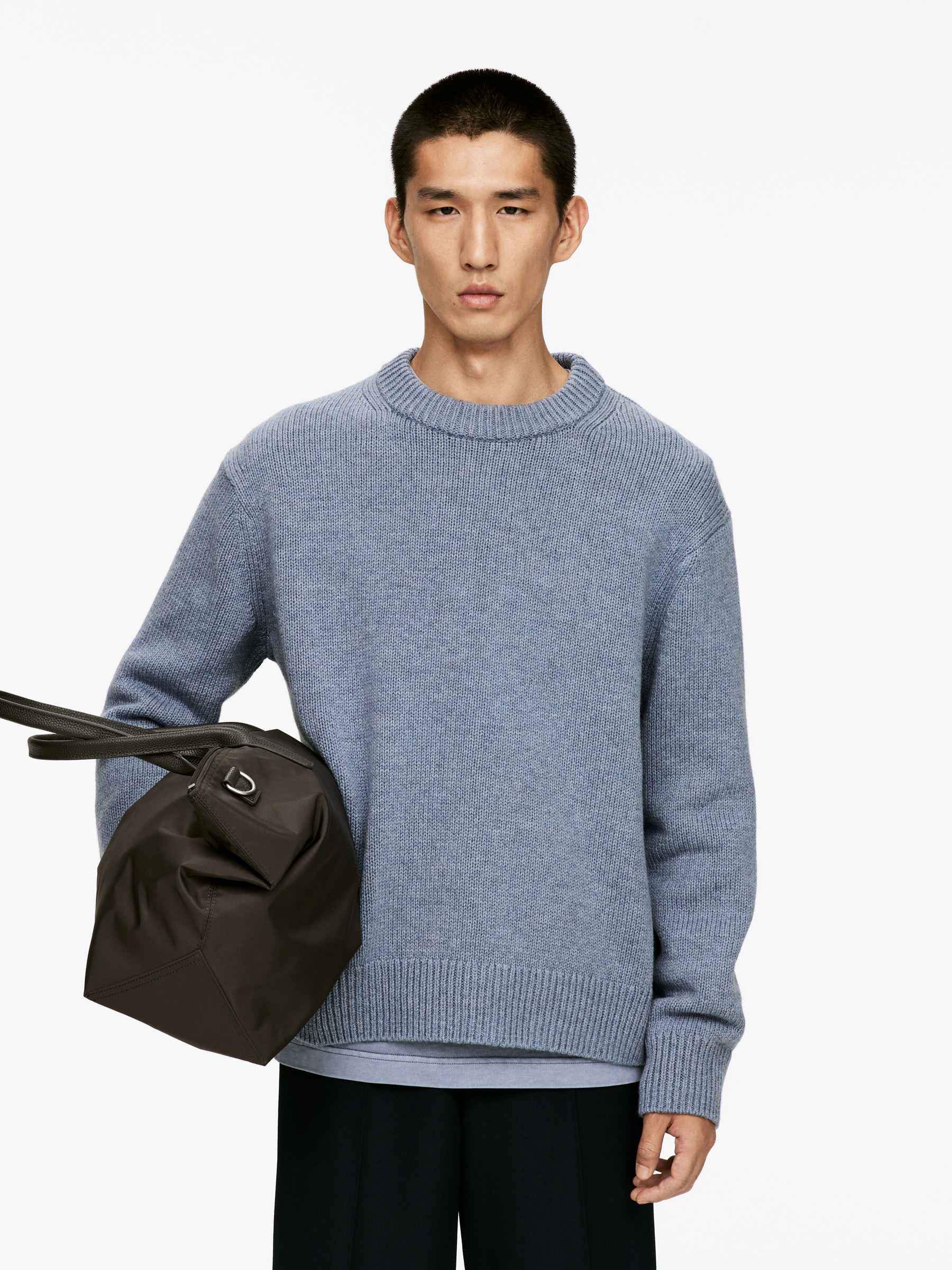 Heavy Knit Wool Jumper-#7B8192-16012