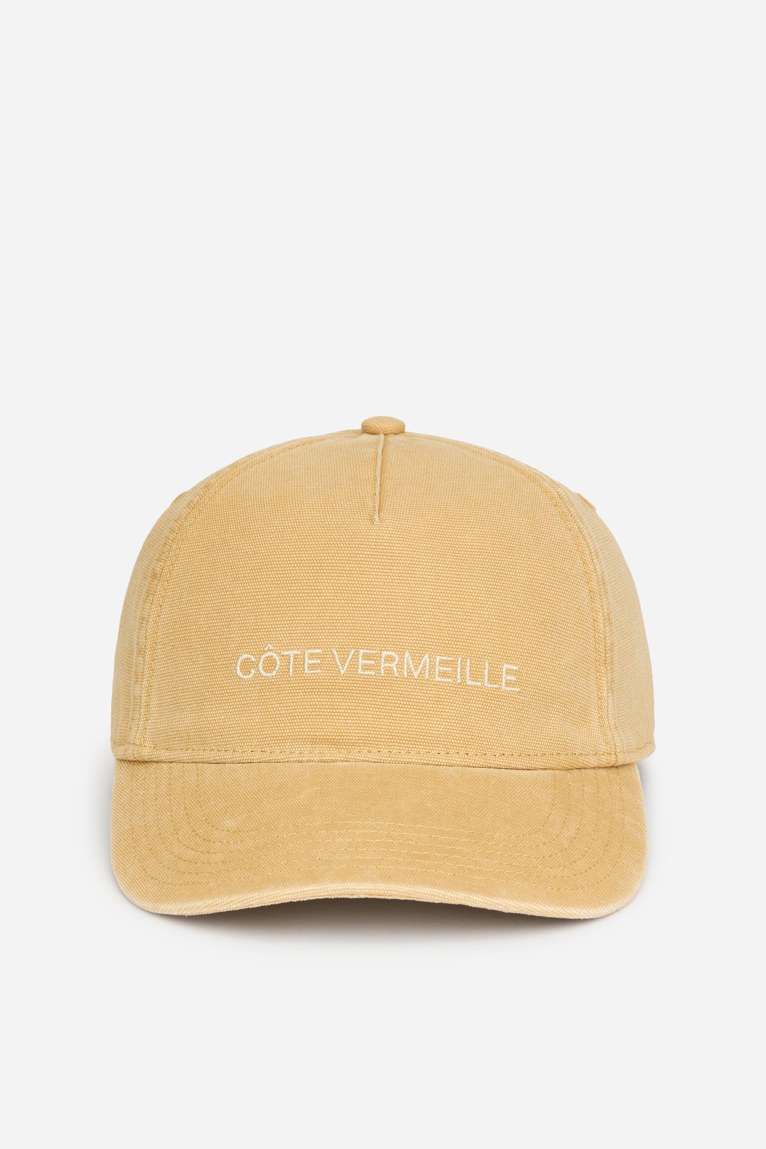 Keps i tvättad bomullscanvas - Saffran/Vinröd - 5