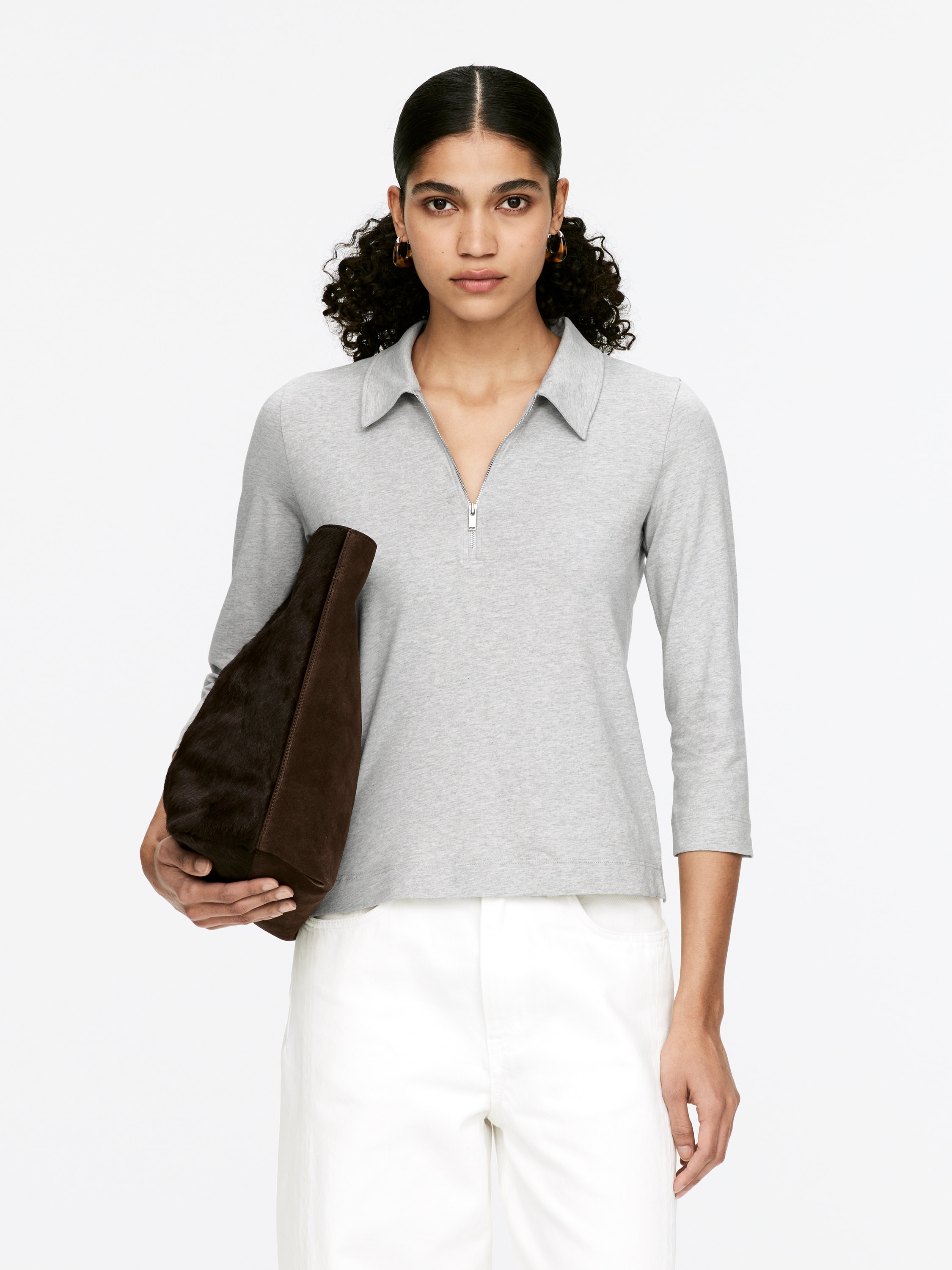 Félcipzáras felső - Szürke melange/Fekete