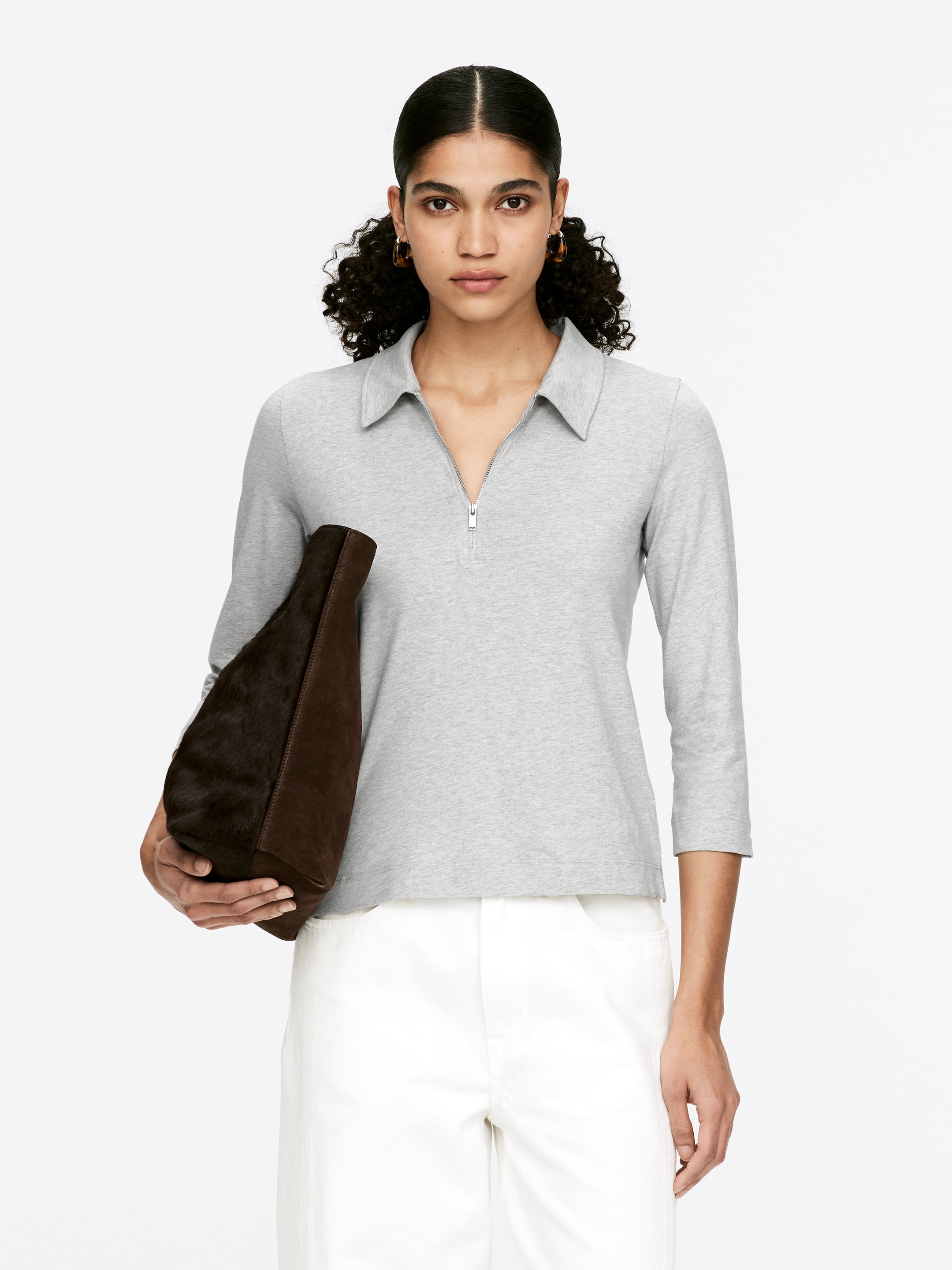 Agrandir l'image: Haut demi-zippé - Gris chiné - FEMME | H&M FR 1