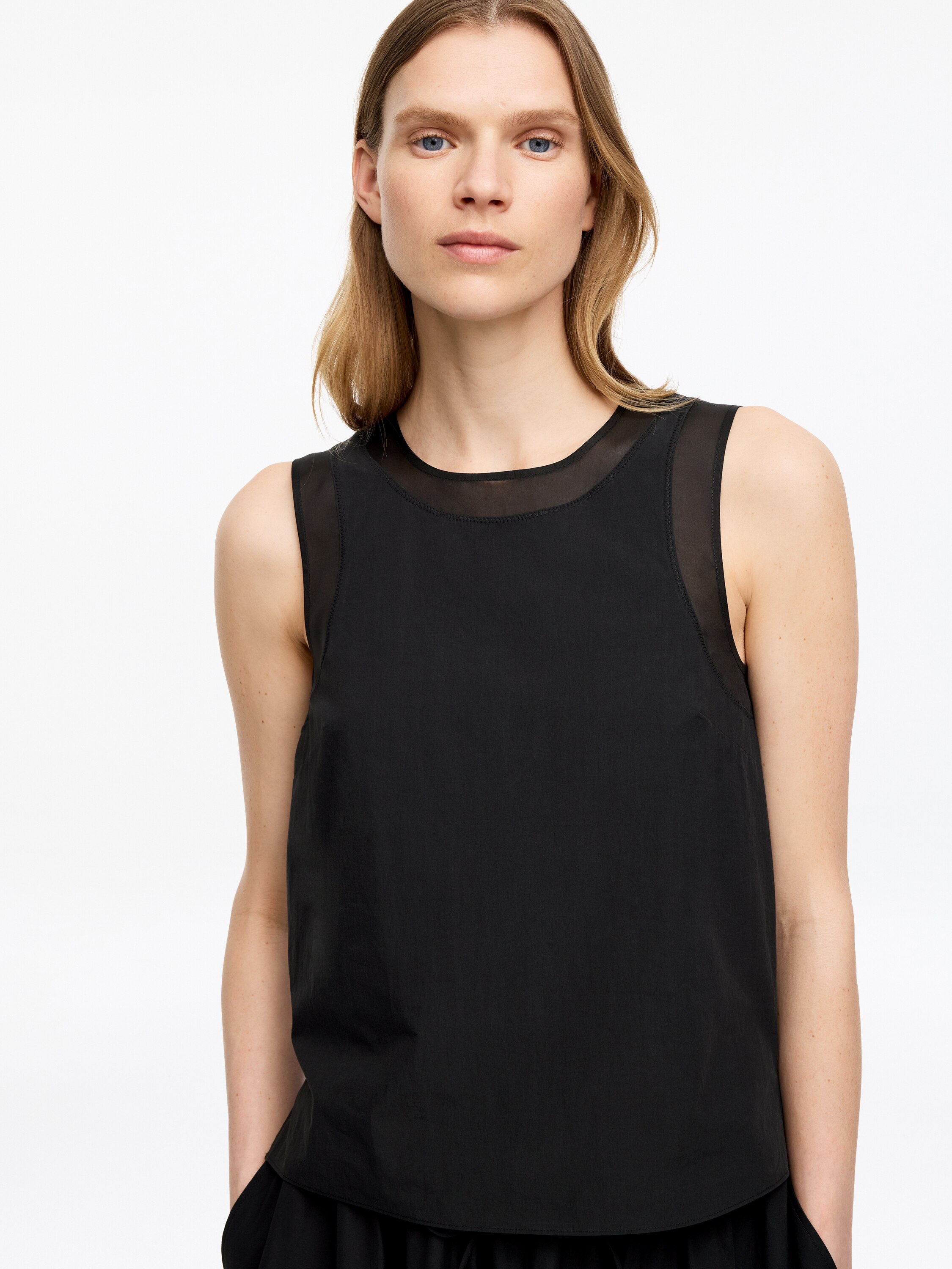 Organza-Trim Tank Top – Black – ARKET GB