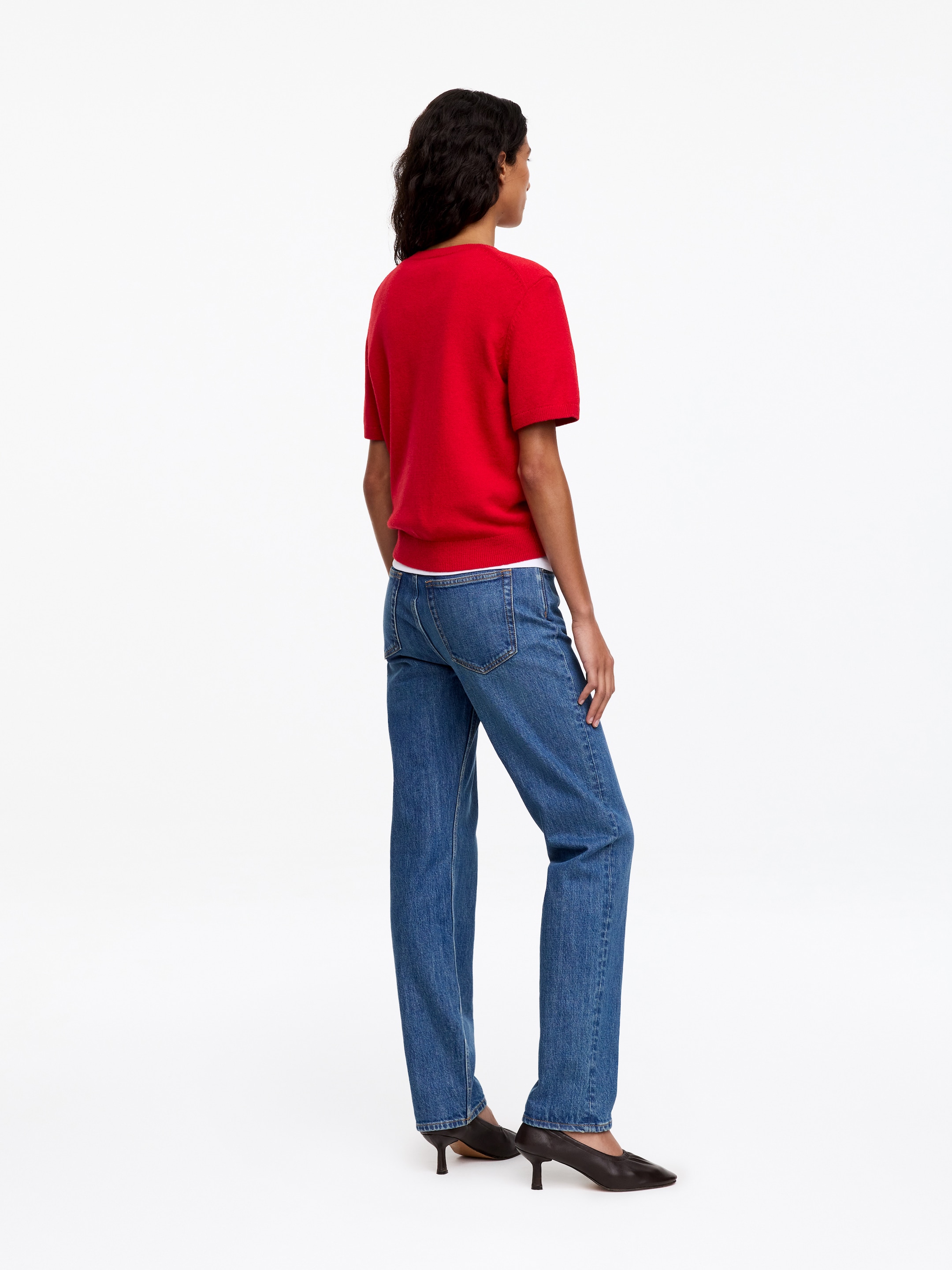 Jersey de lana y algodón de manga corta - Rojo - Corte estándar - women - StillMedia/Lookbook - 5