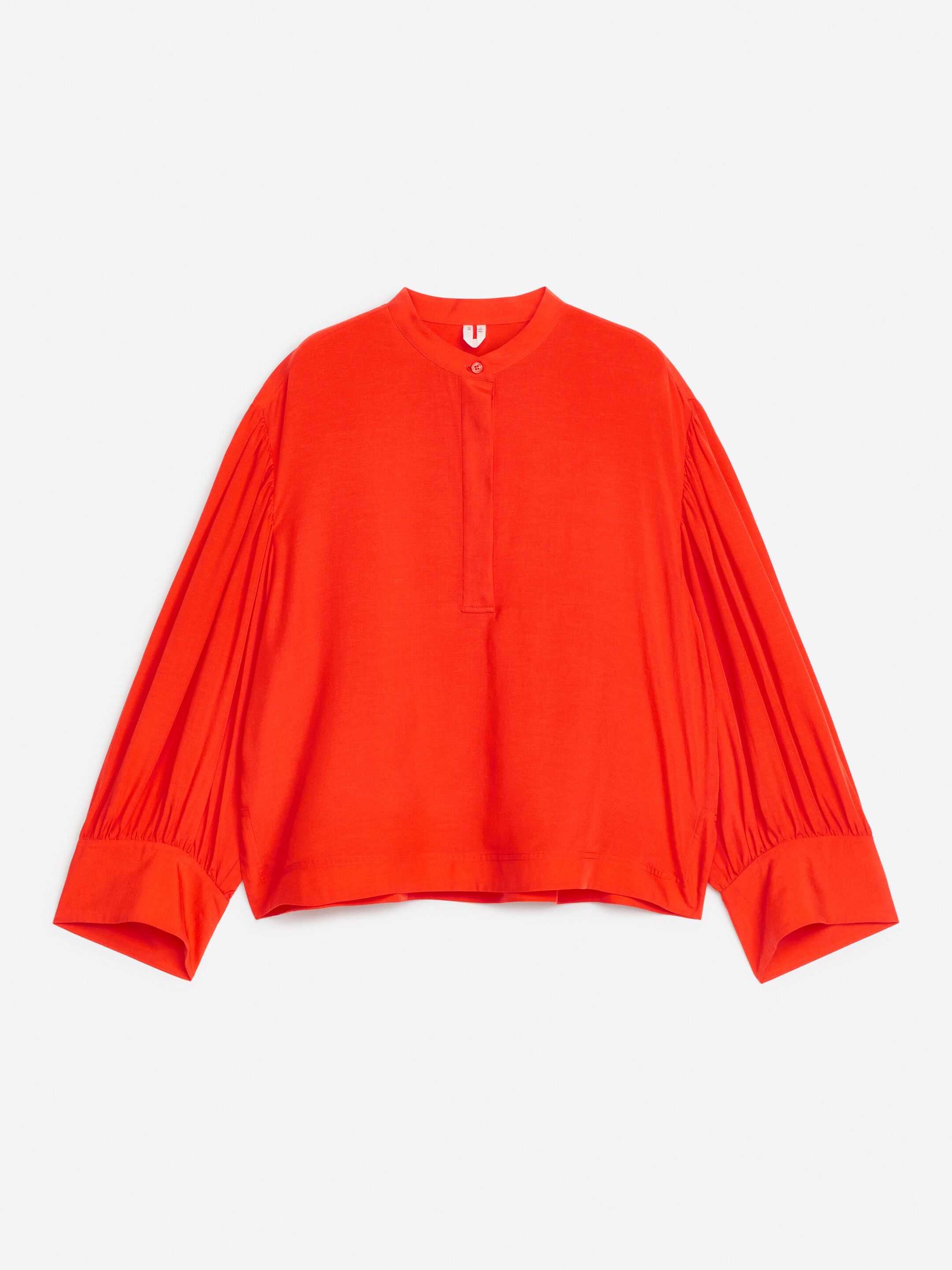 View larger image: Relaxed Lyocell-Linen Blouse - Bright Orange - Ladies | H&M GB 1