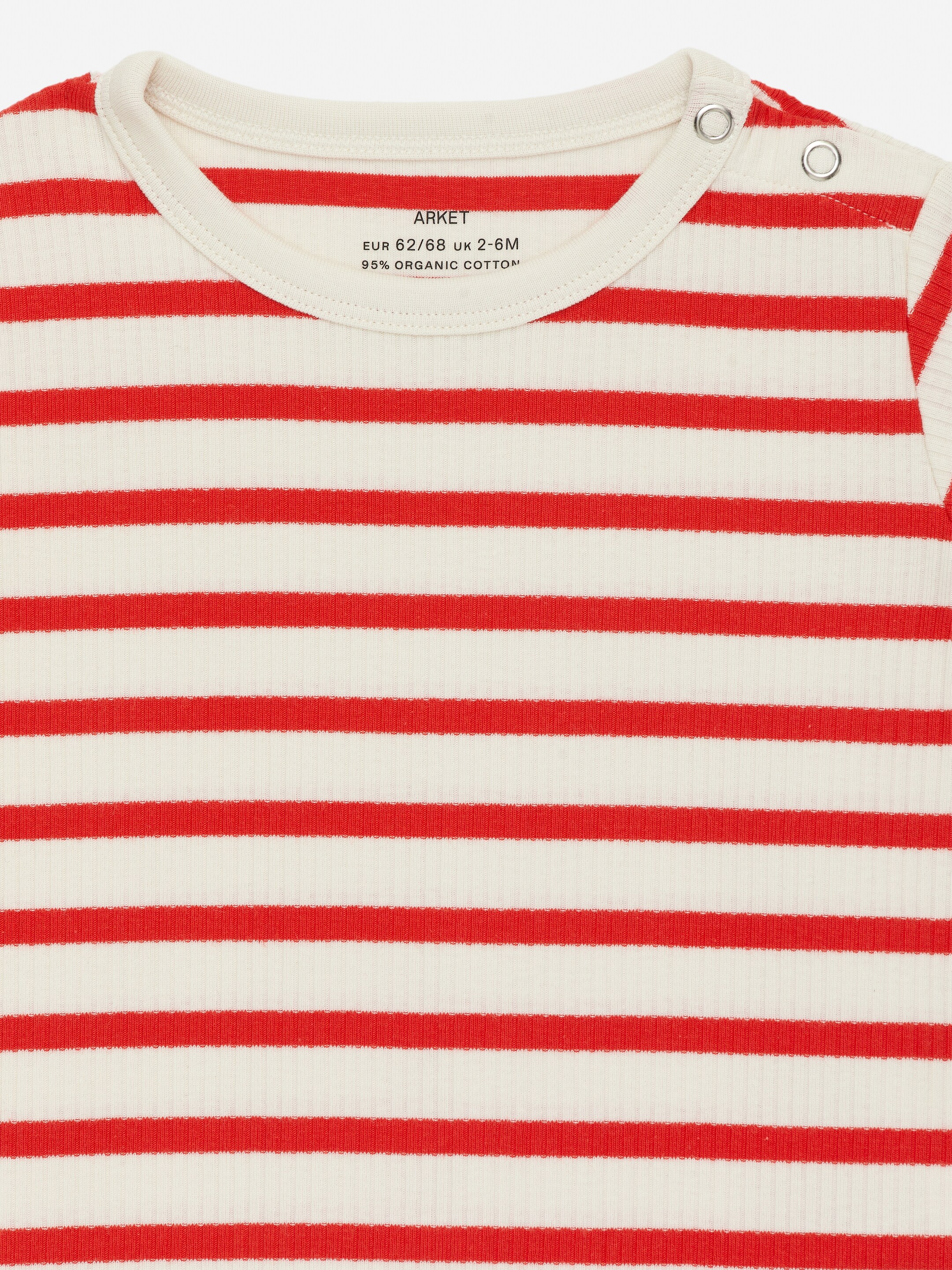 Grösseres Bild ansehen: Kurzärmliger gerippter Jersey-Strampler - Rot/Cremeweiß - KINDER | H&M CH 3