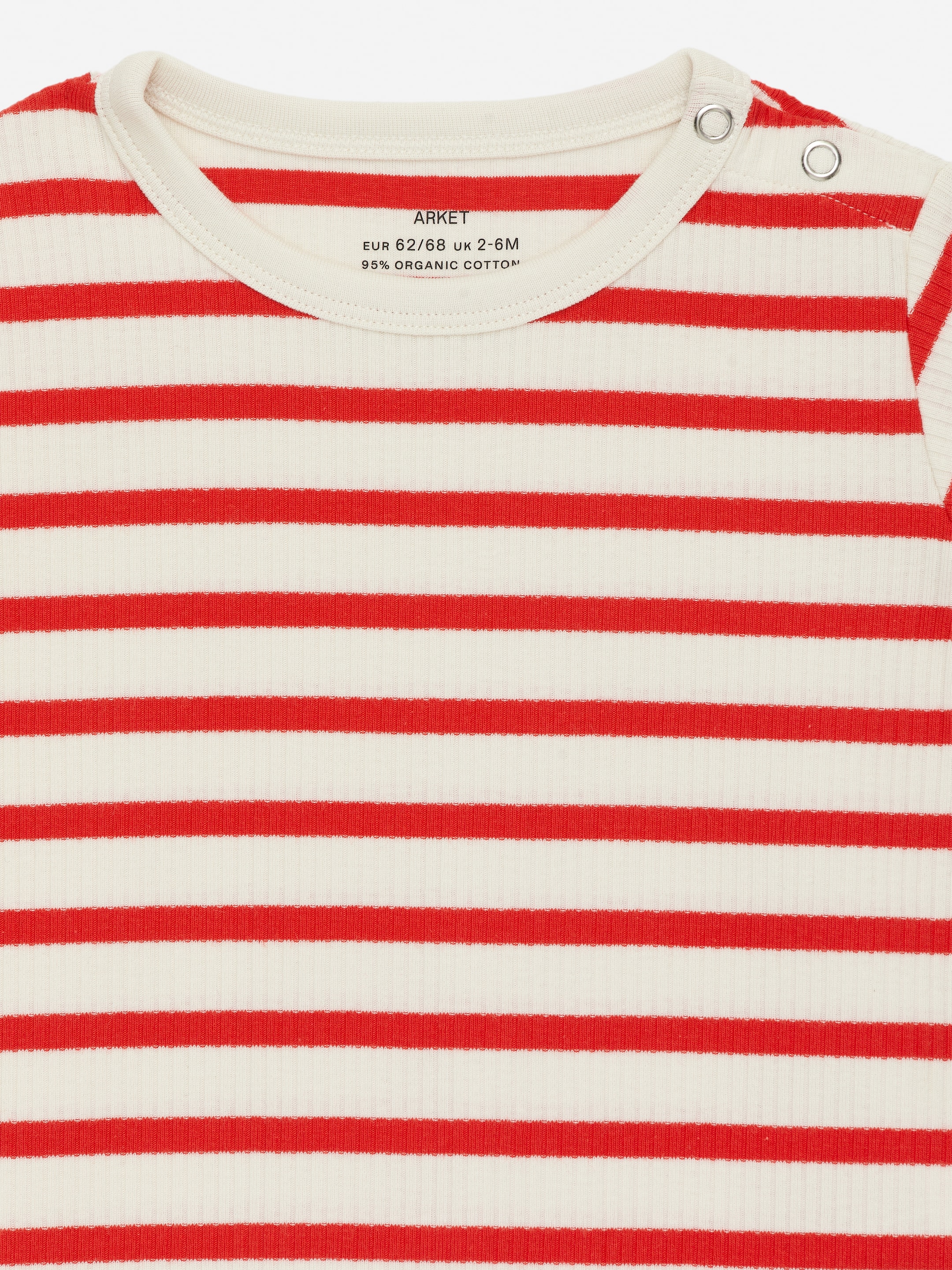 Visa större bild: Kort ribbad body i trikå - Röd/offwhite - BARN | H&M SE 3
