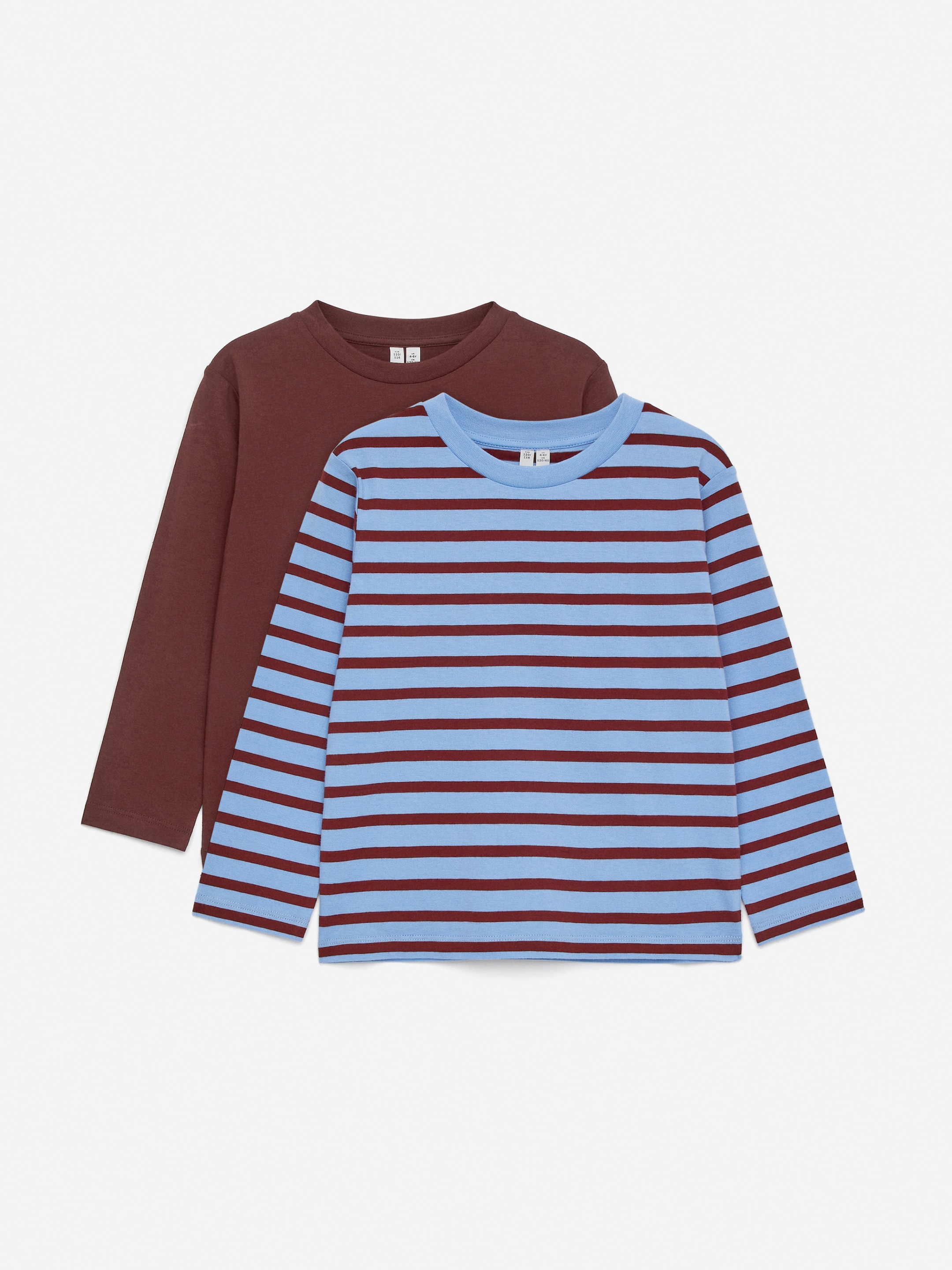 Long-Sleeved T-Shirt Set of 2 - Burgundy/Sky Blue - Regular fit - Children - StillMedia/DescriptiveStillLife - 1