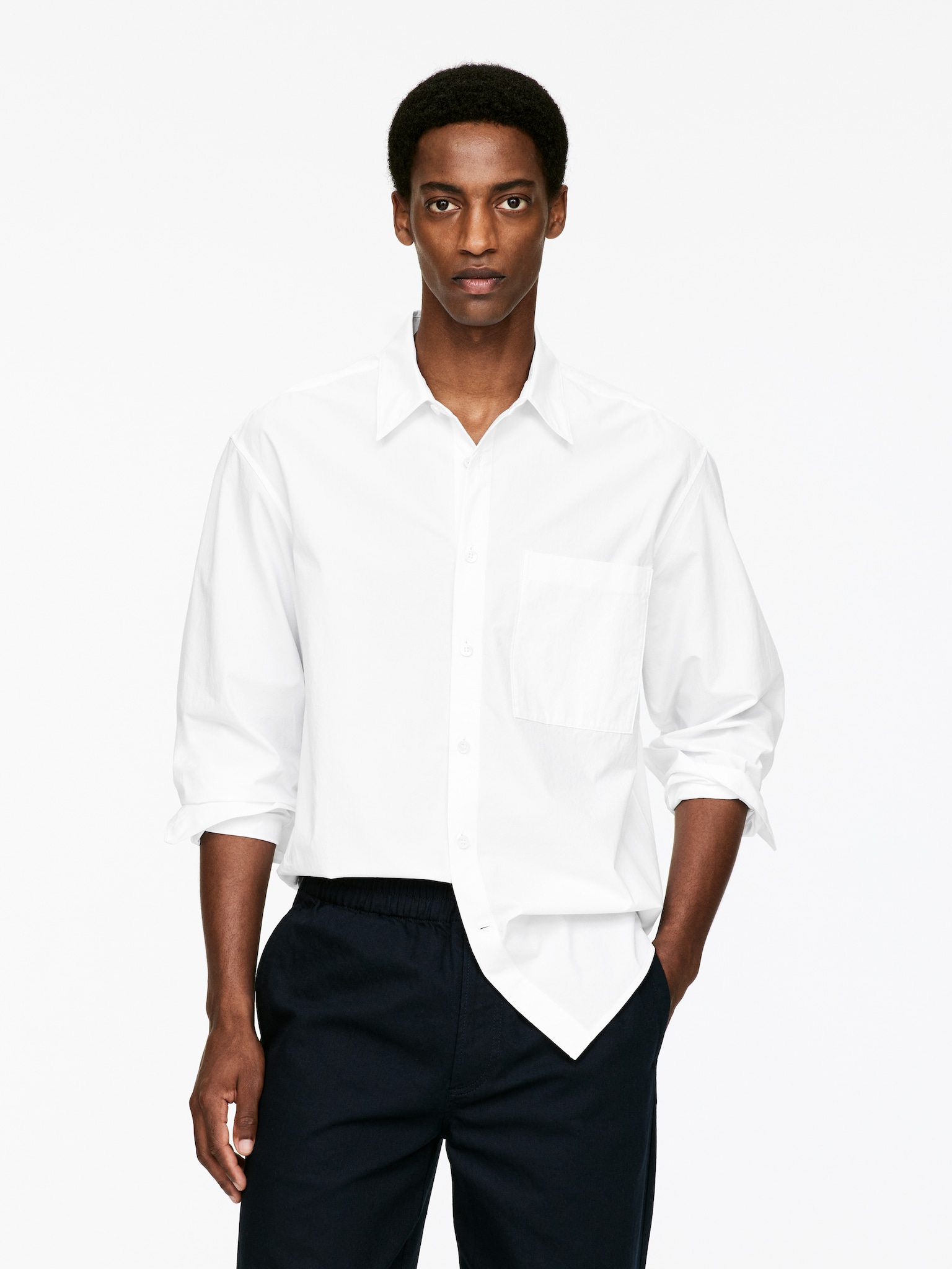 Camisa de popelina oversized - Branco