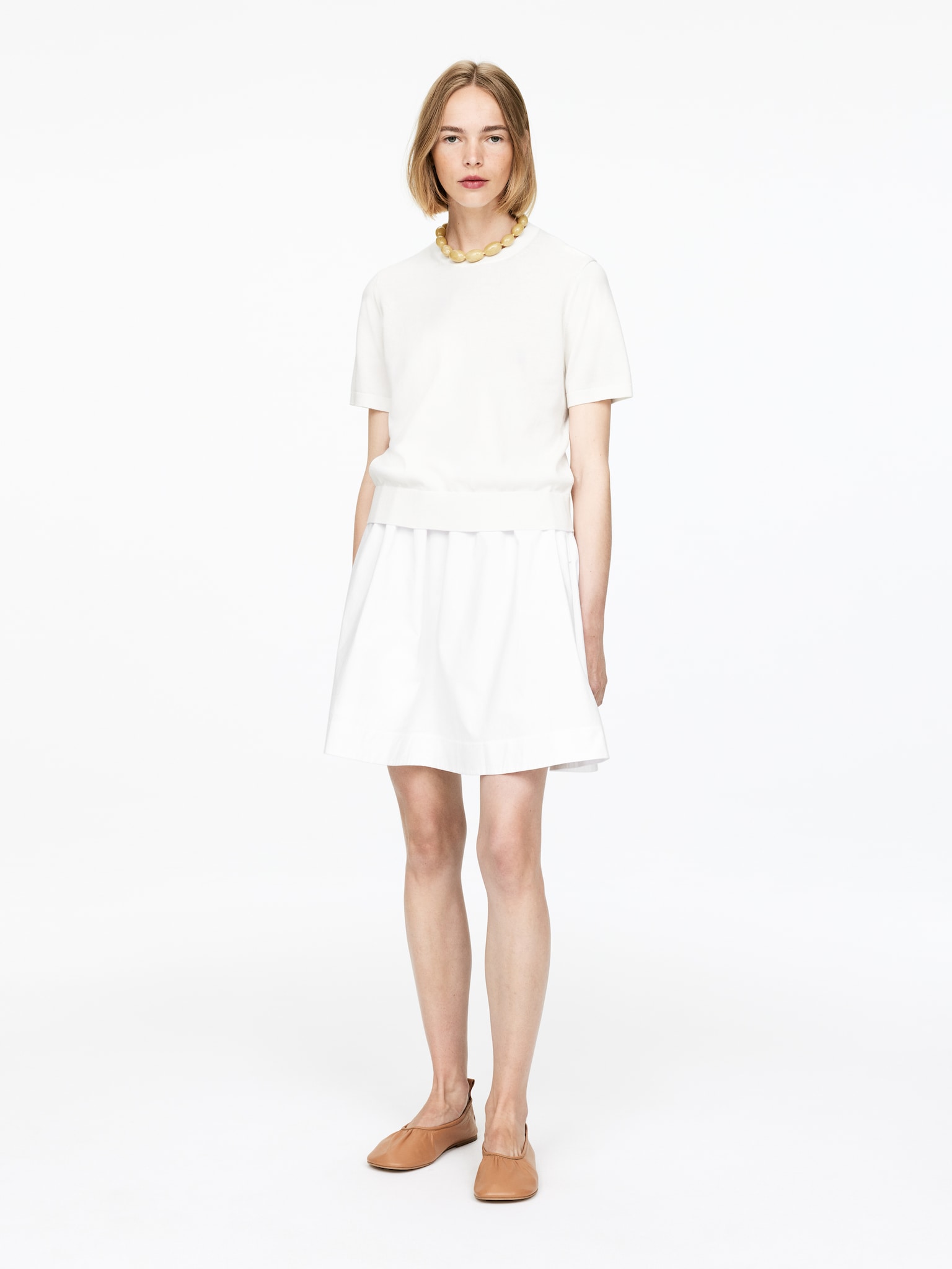 Haut en maille à manches courtes - Blanc cassé/Rose - 3