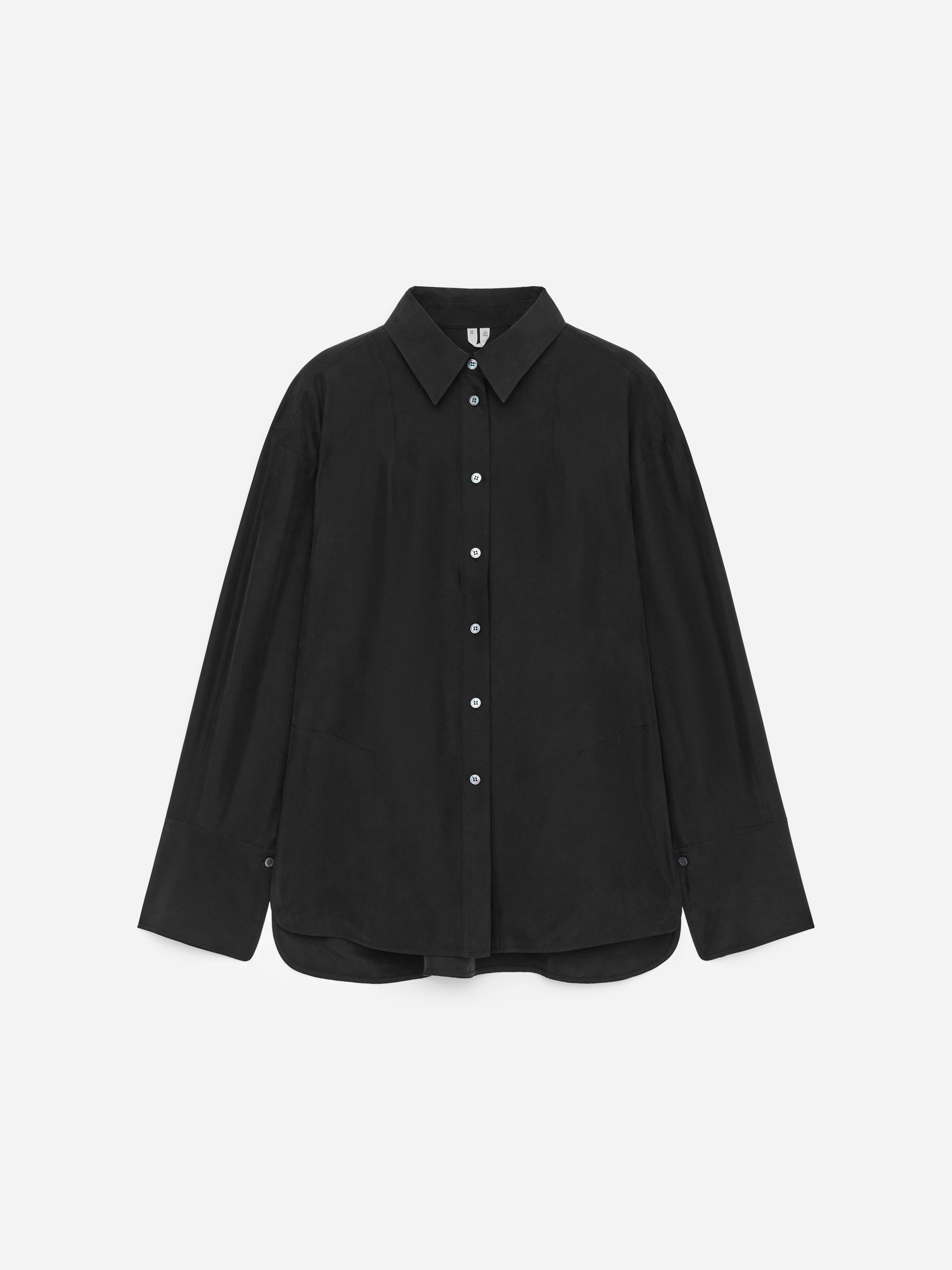 Fitted Silk Shirt-Black-17740