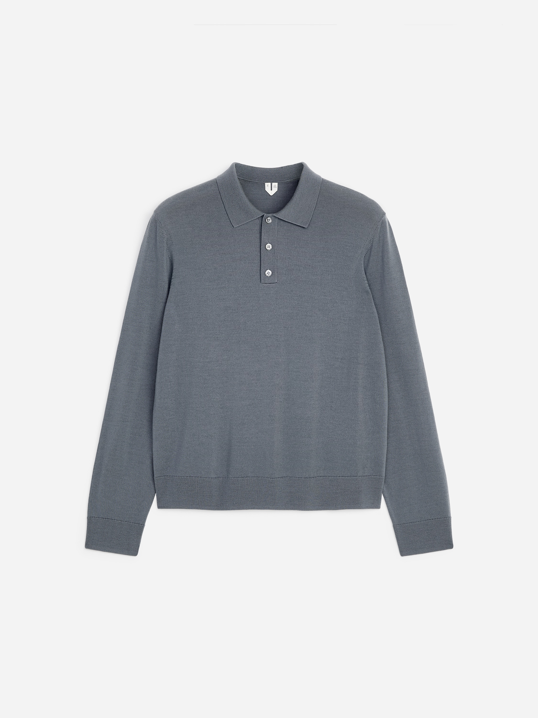 Jersey tipo polo de lana merino - Gris acero/Morado oscuro/Azul oscuro