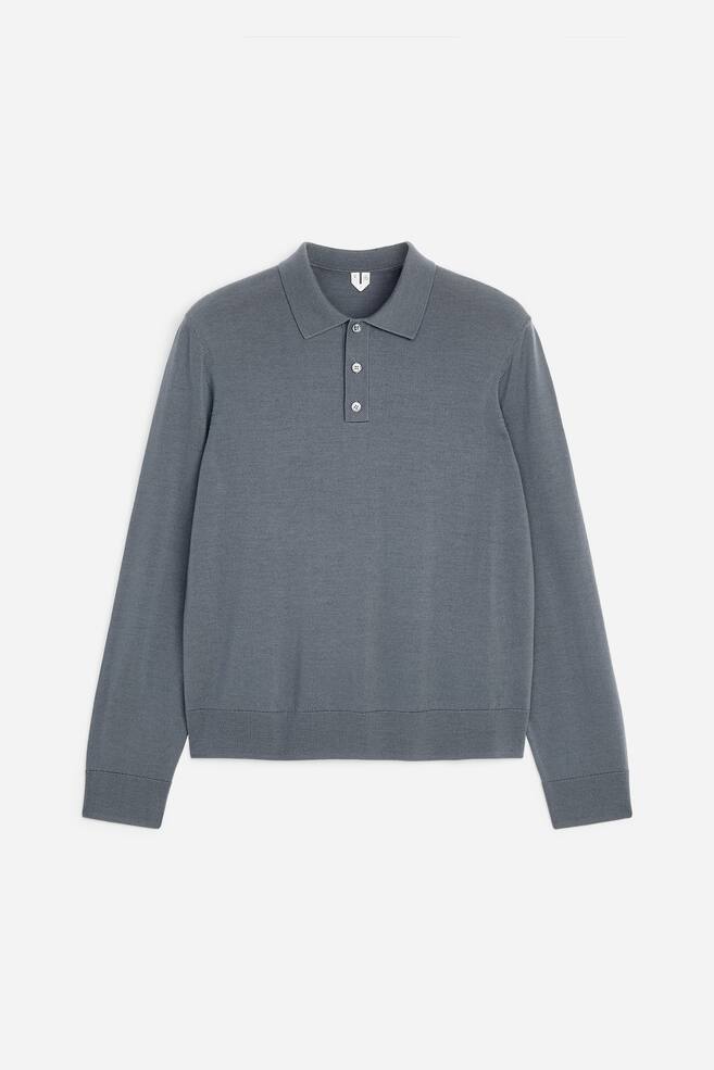 Merino Polo Jumper - Steel Grey/Dark Purple/Dark Blue - 1