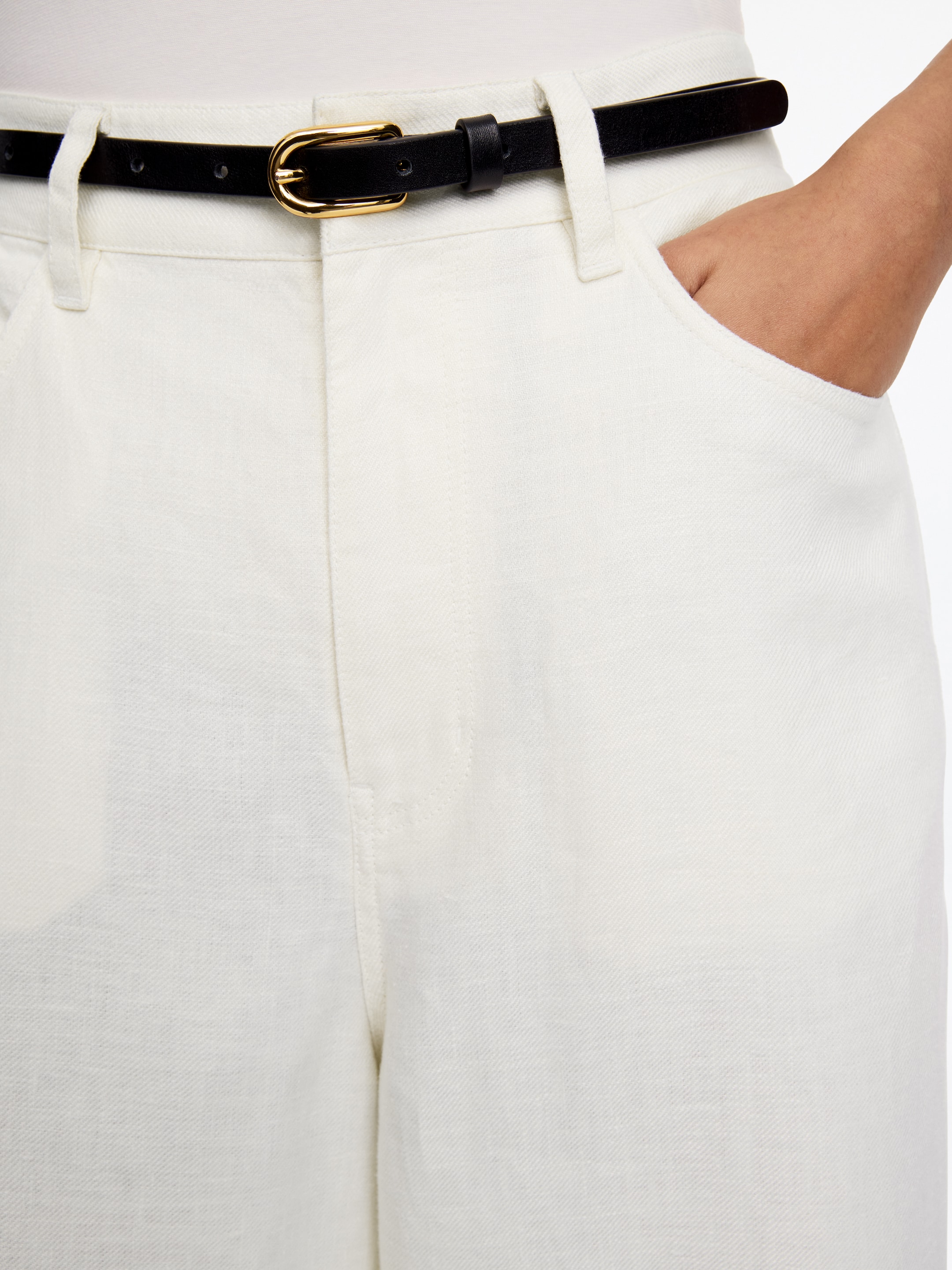 Pantaloni in lino a cinque tasche - Bianco - Loose fit - Women - StillMedia/Lookbook - 2