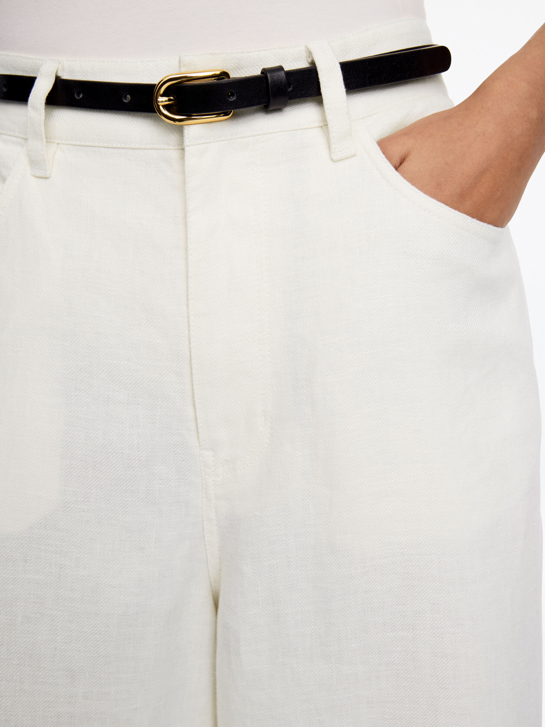 Five-Pocket Linen Trousers - White - Loose fit - Women - StillMedia/Lookbook - 2