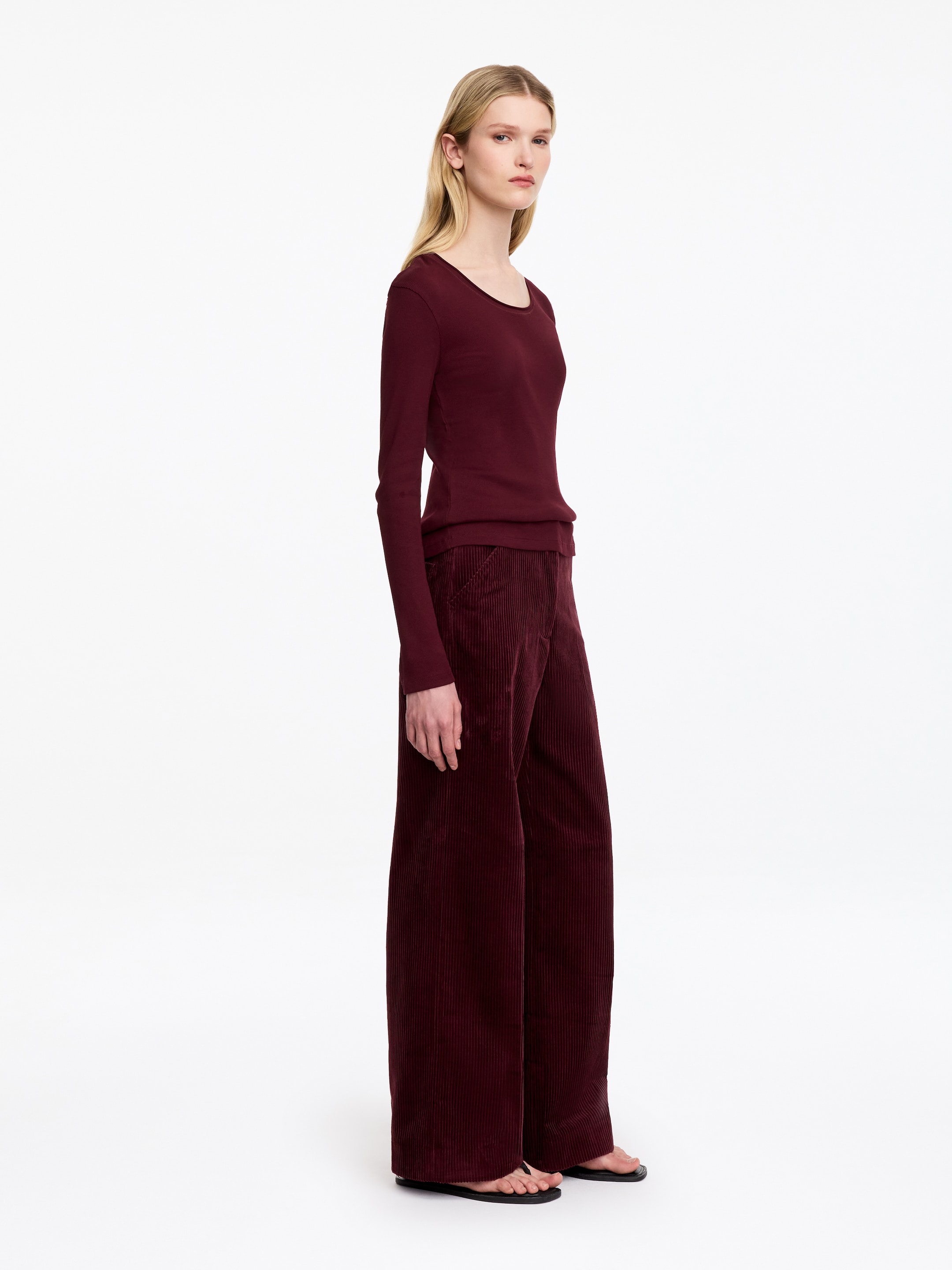 Rib Cotton Top - Dark red - Slim fit - women - StillMedia/Lookbook - 5