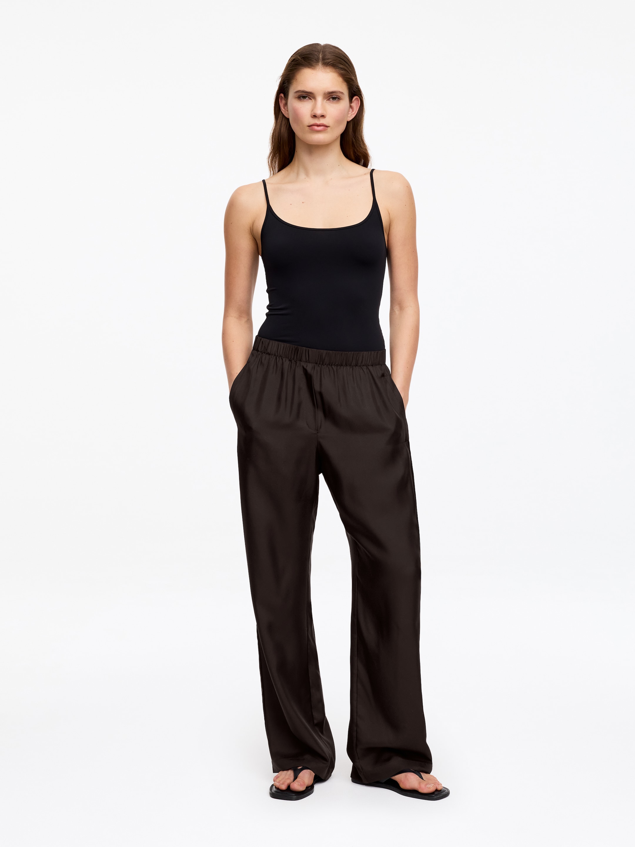 Silk Twill Trousers - Dark Brown - Regular fit - Women - StillMedia/Lookbook - 3