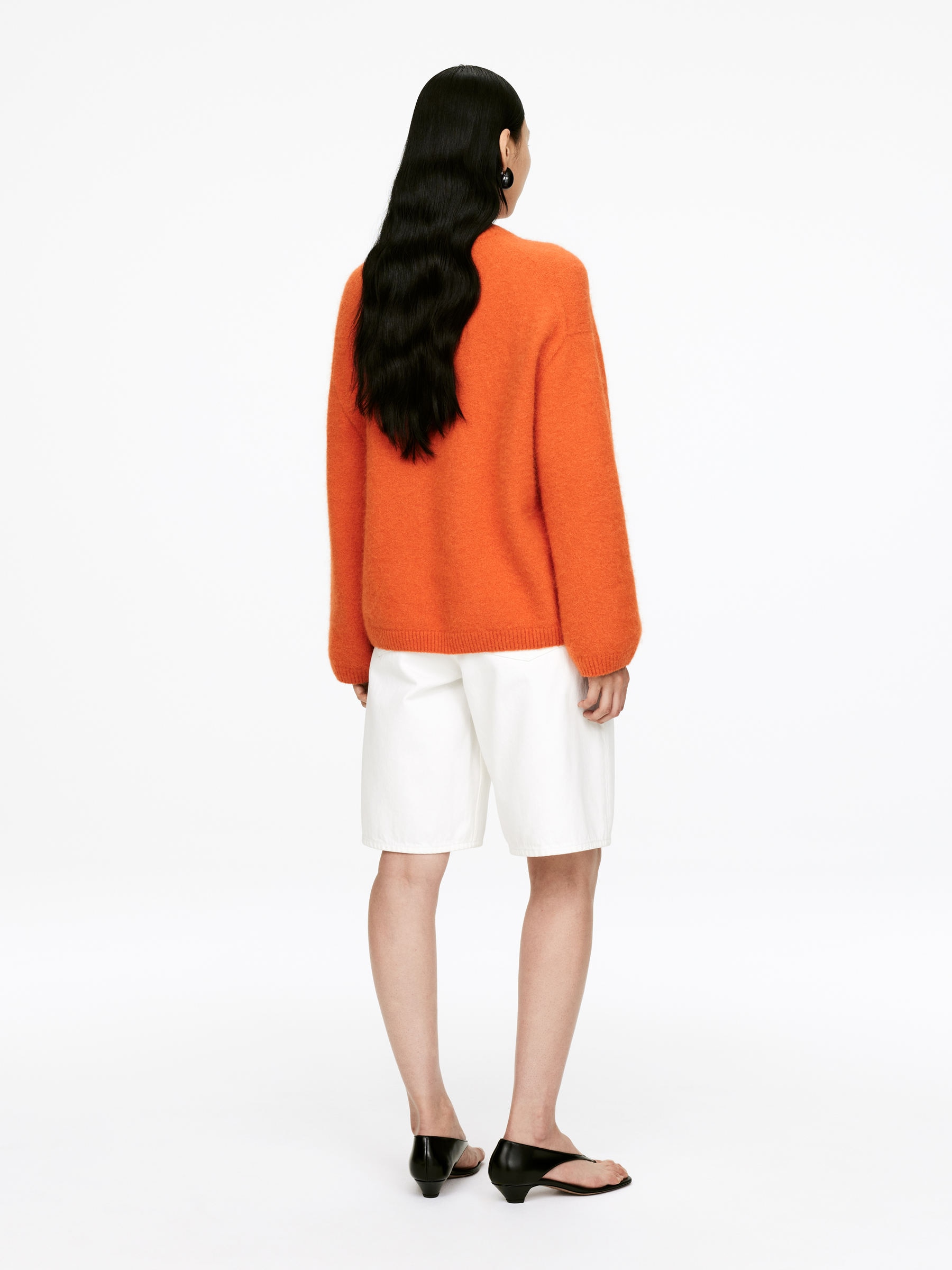 Alpaca-Wool Blend Jumper - Reddish Orange - Oversized - Women - StillMedia/Lookbook - 5