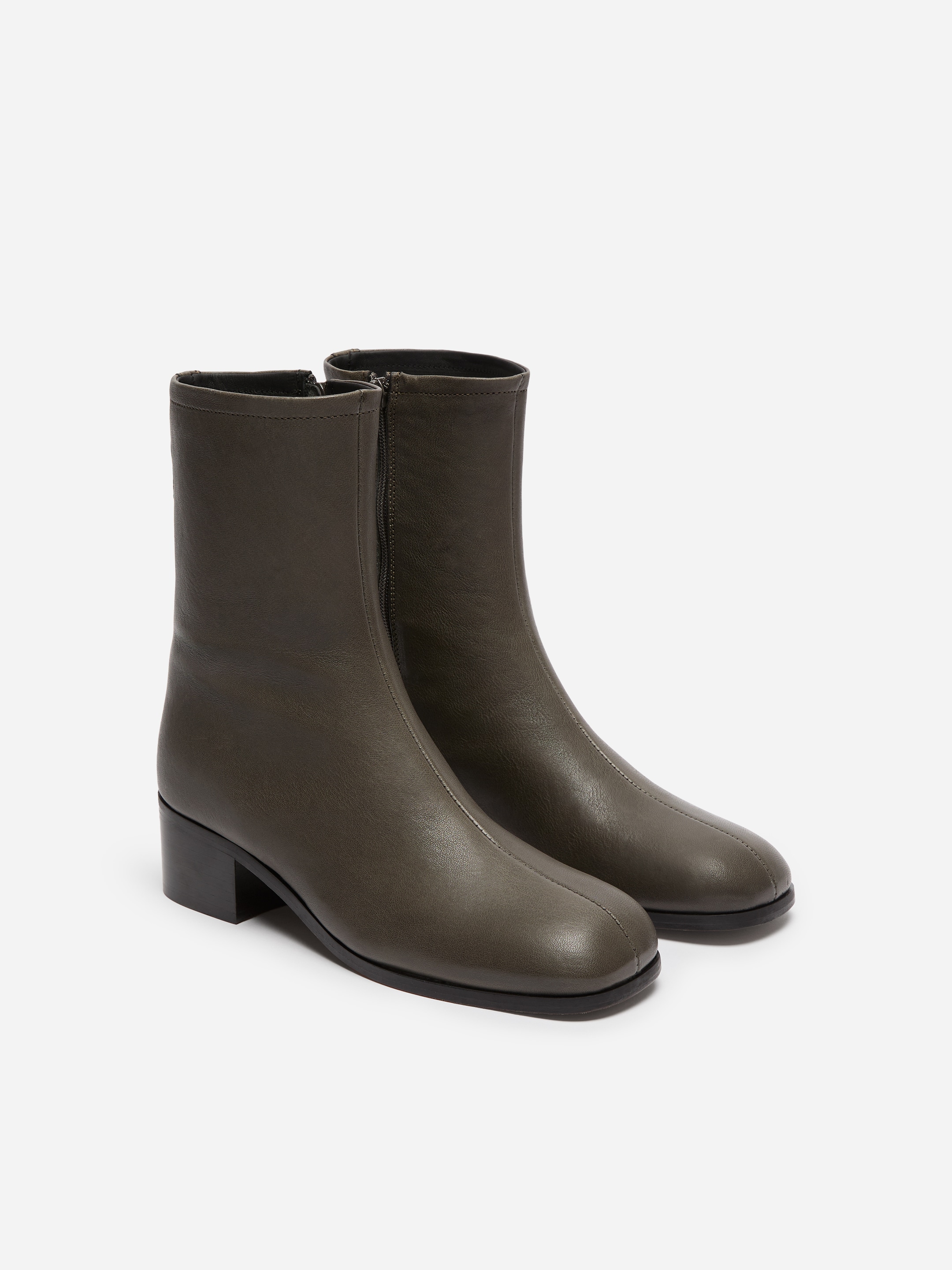 Square-Toe Leather Ankle Boots - Dark grey - women - StillMedia/DescriptiveStillLife - 4