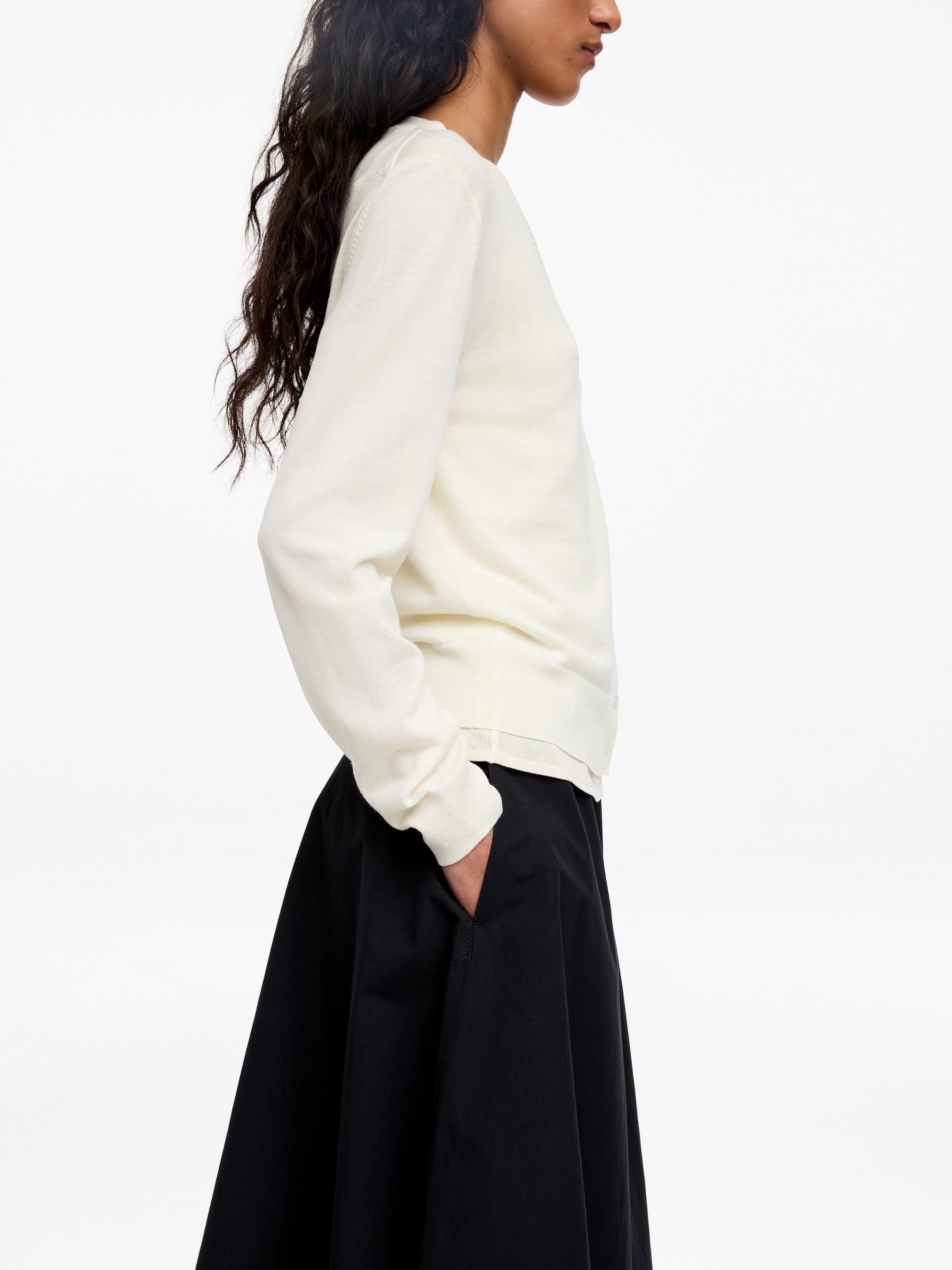 Cárdigan de lana merino - Blanco roto - Corte estándar - Women - StillMedia/Lookbook - 3