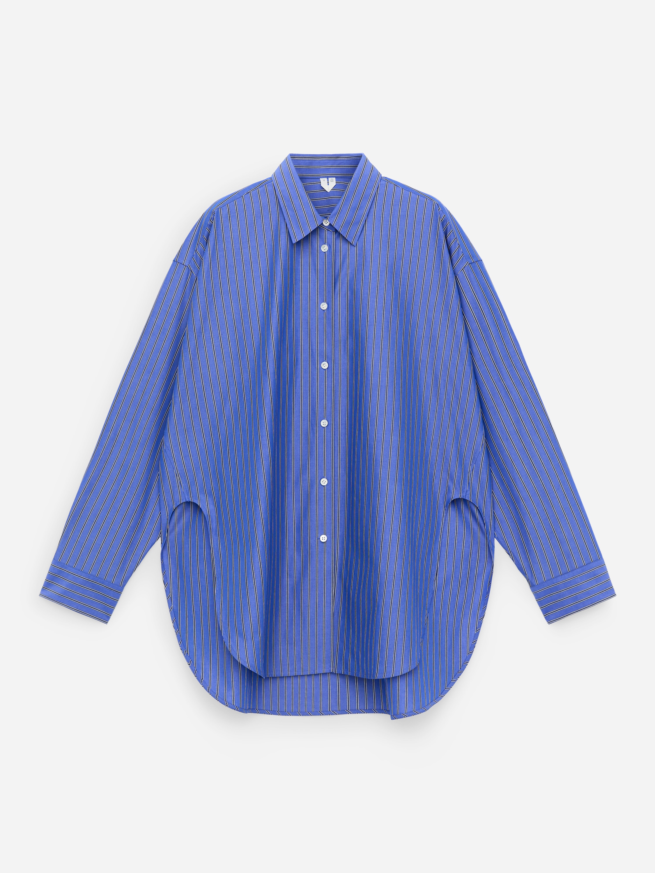 Curved Slit Shirt - Blue