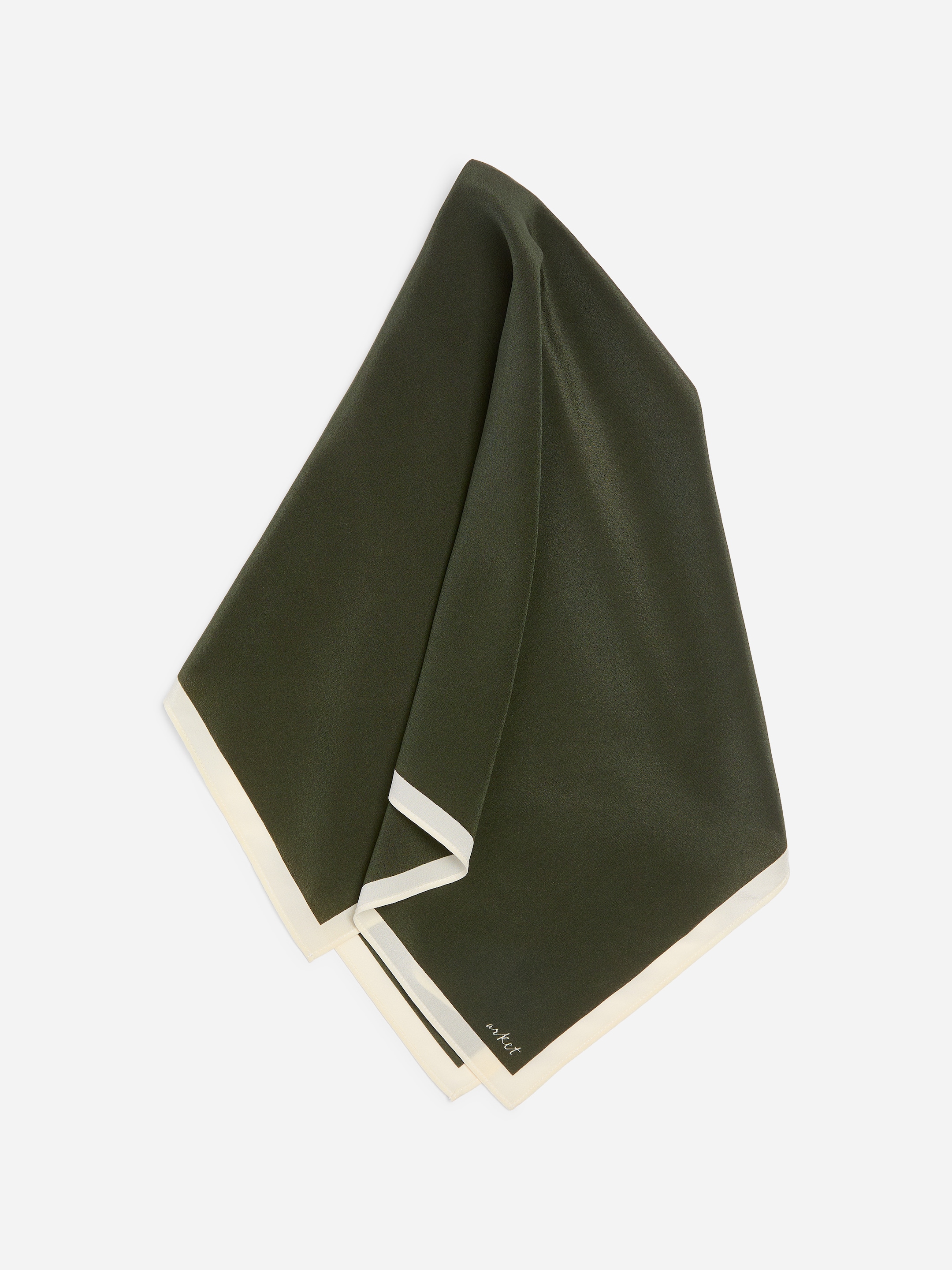 Printed Silk Scarf - Dark Green/Off White - women - StillMedia/DescriptiveStillLife - 3
