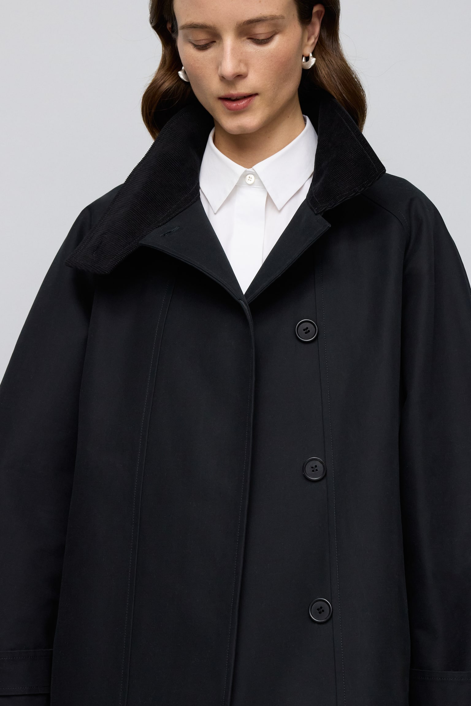 Jacke mit Cordkragen - Schwarz/Braun - 5