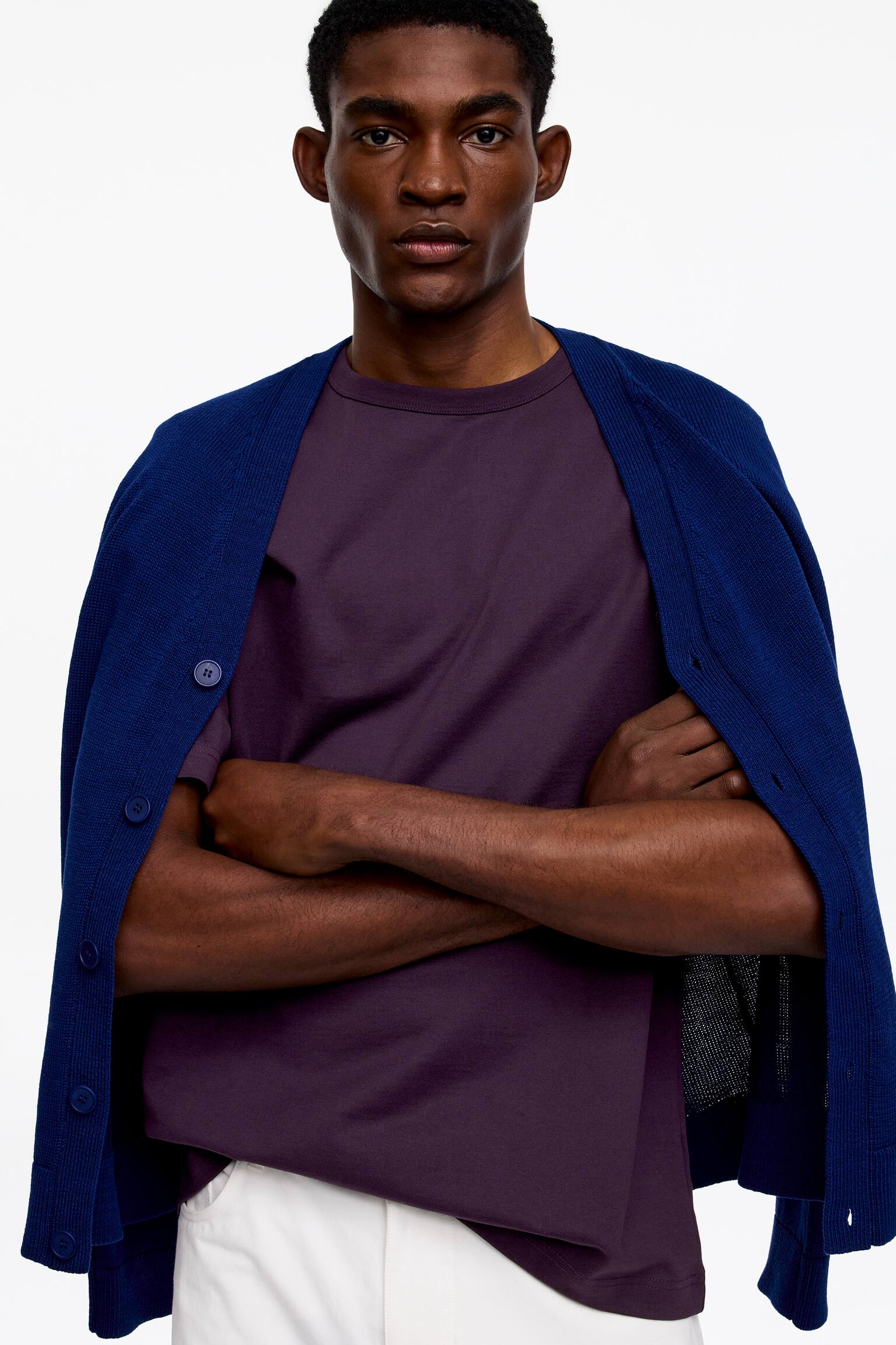 Gruby T-shirt - Ciemnofioletowy/Biały/Jaskraworóżowy/Owsiany/Czarny/Zielony/Ciemnoniebieski - 5