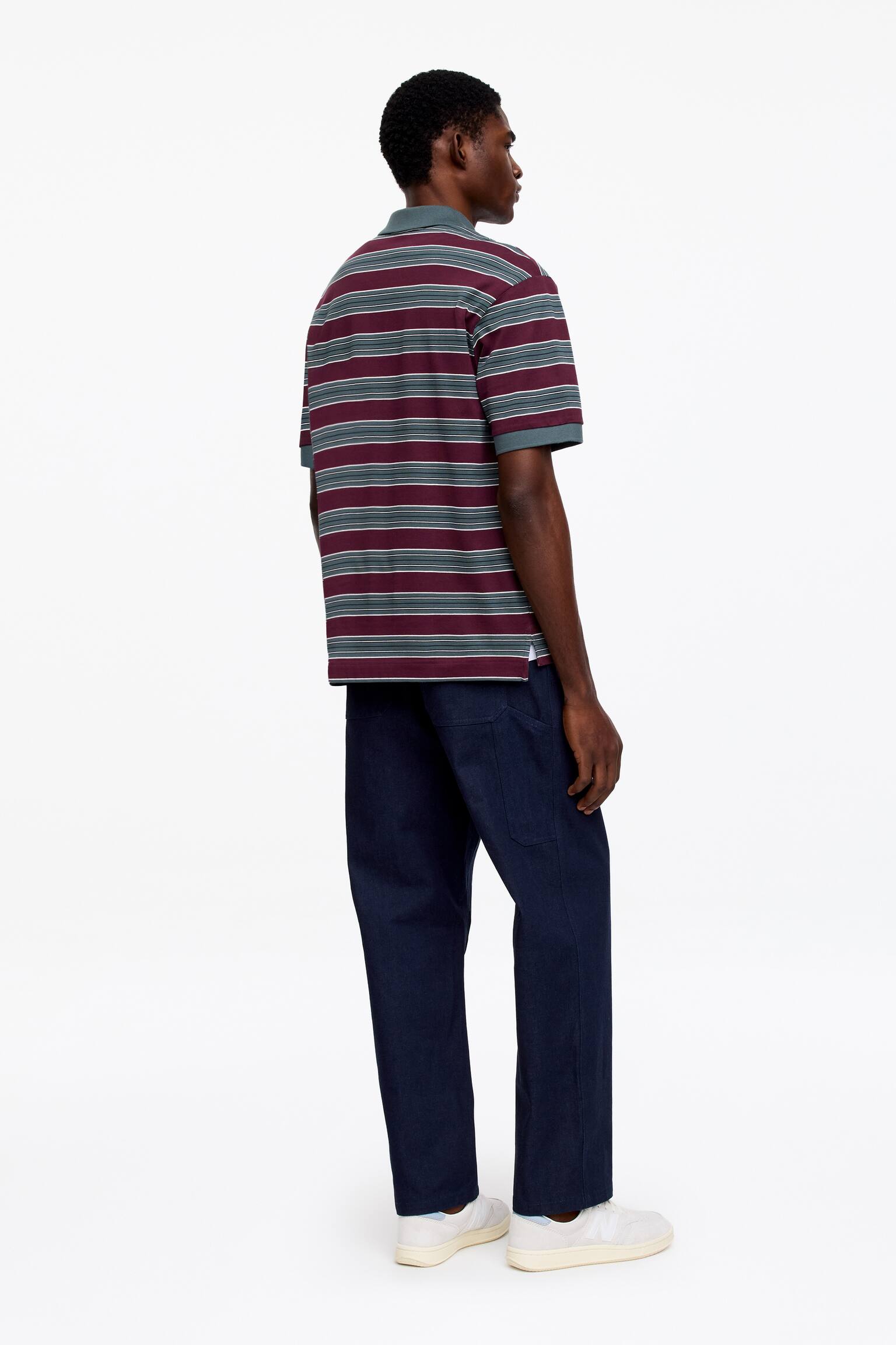 Kortärmad polo shirt - Vinröd/salviagrön - 3