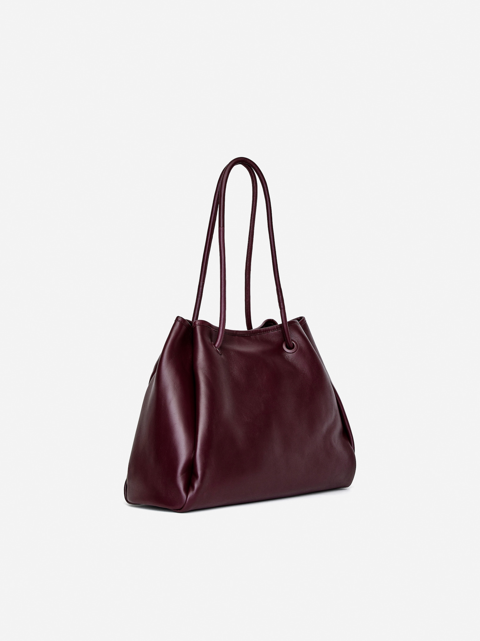 Leather Tote Bag - Burgundy - 3