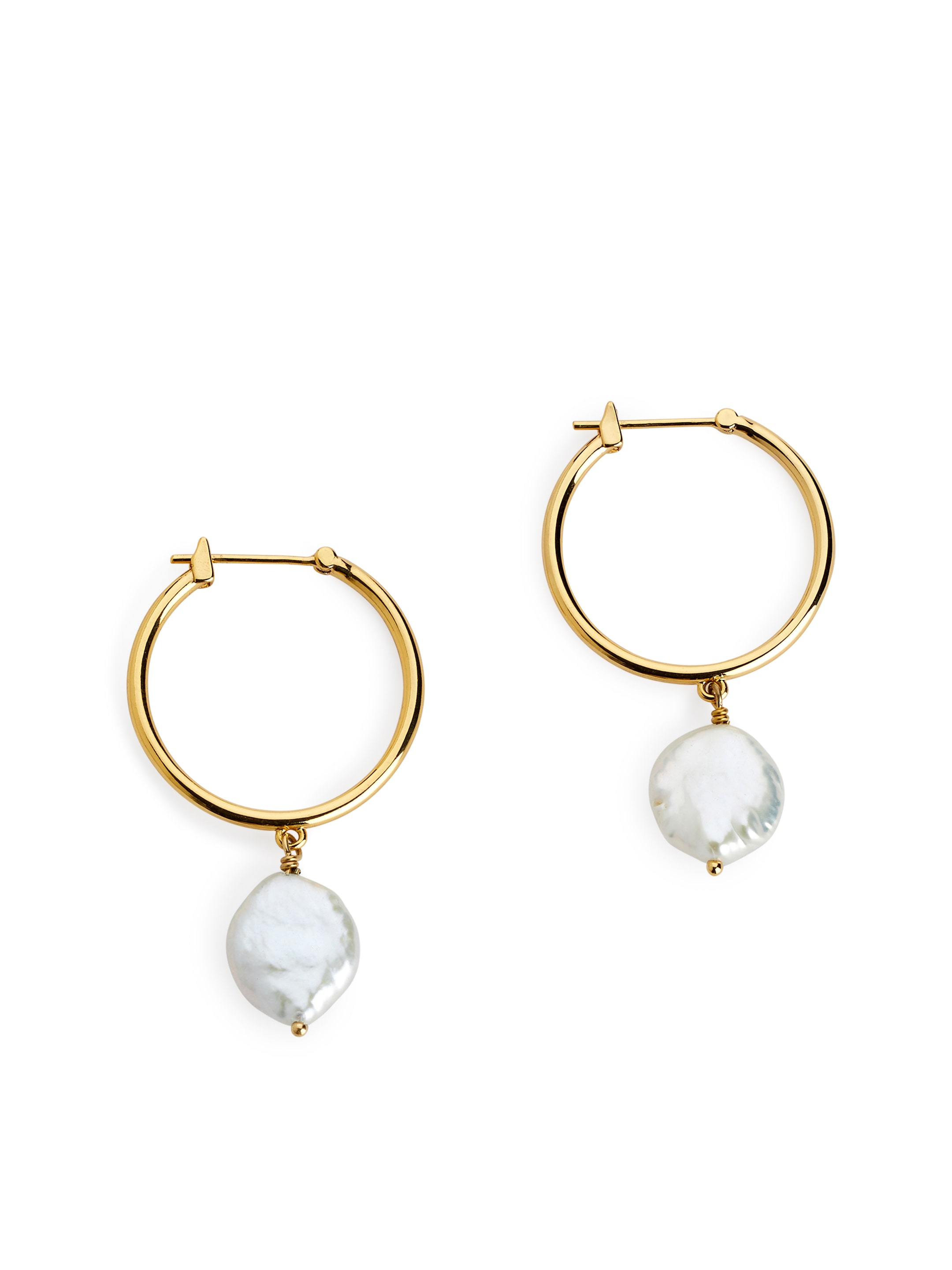 Hoops med sötvattenspärlor - Guld/vit - Women - StillMedia/DescriptiveStillLife - 2