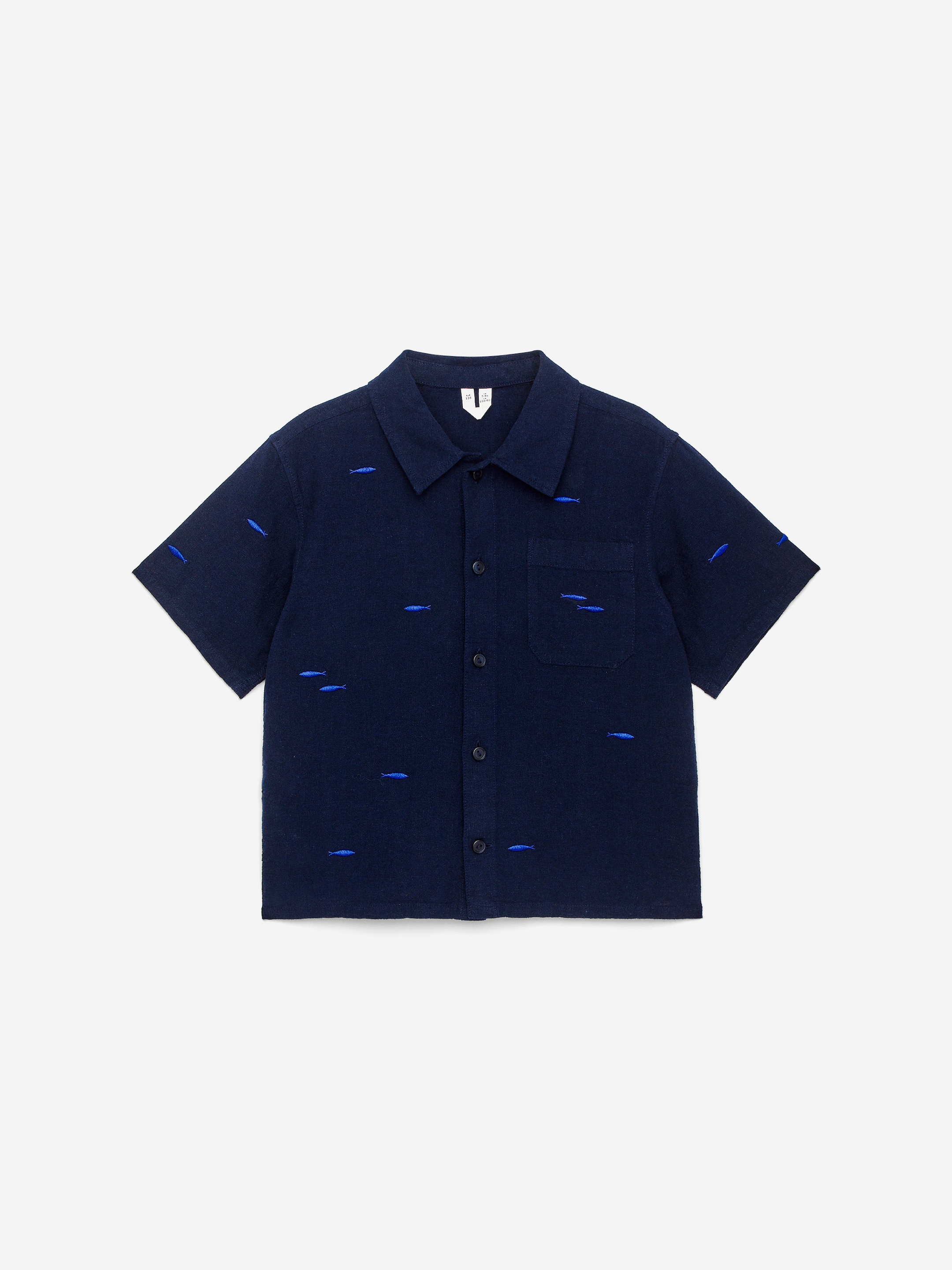 Embroidered Cotton Shirt - Dark Blue/Fishes - Regular fit - Children - StillMedia/DescriptiveStillLife - 3