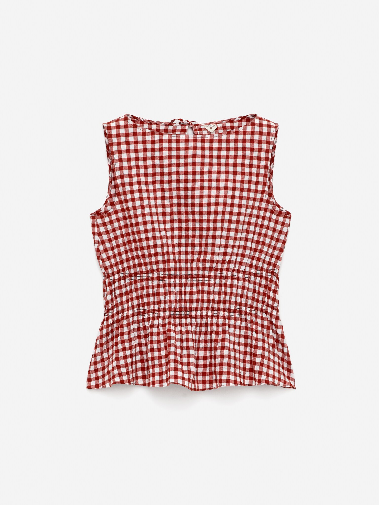 Haut smocké en seersucker - Rouille/Blanc