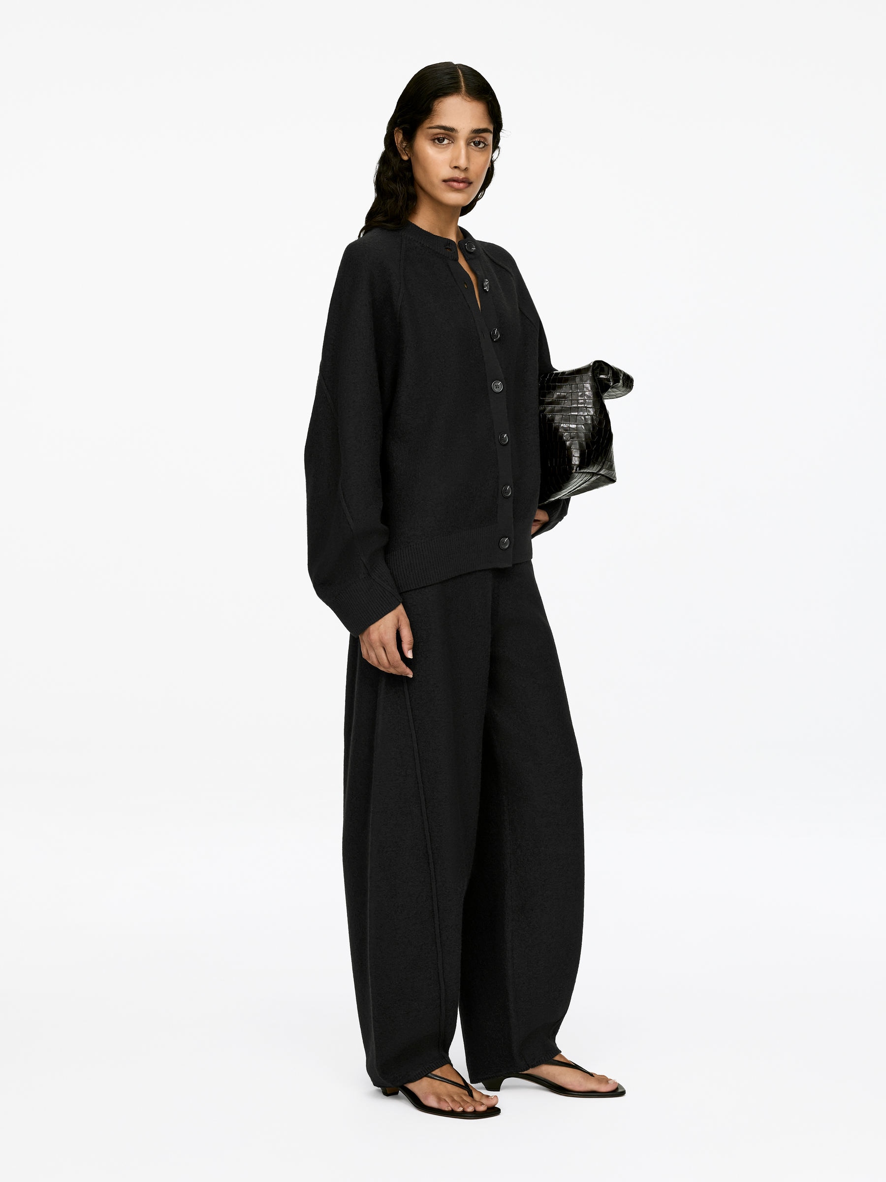 Cardigan en laine bouillie - Noir - Loose fit - Femme - StillMedia/Lookbook - 3