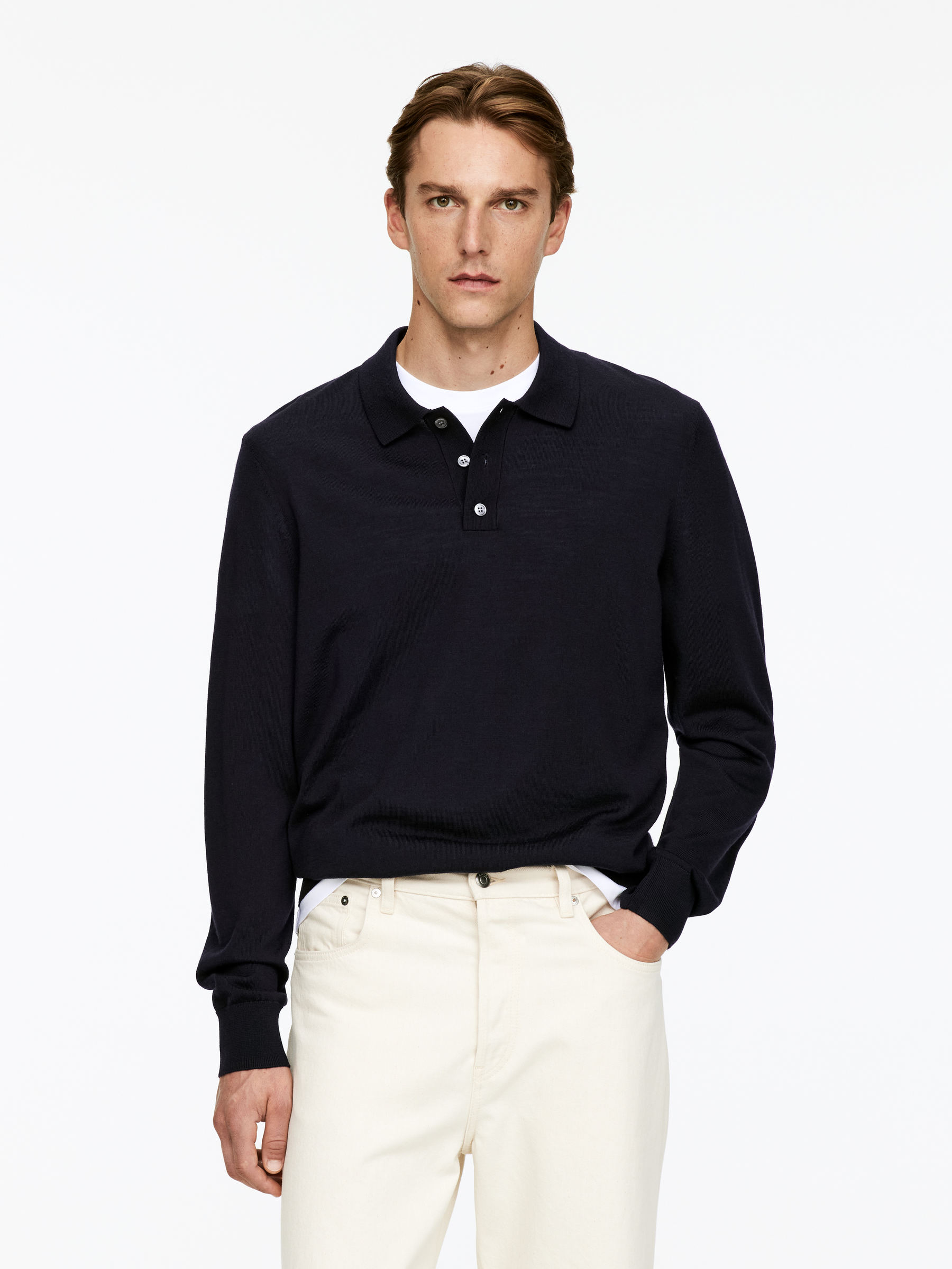 Merino Polo Jumper-#4C5164-9671