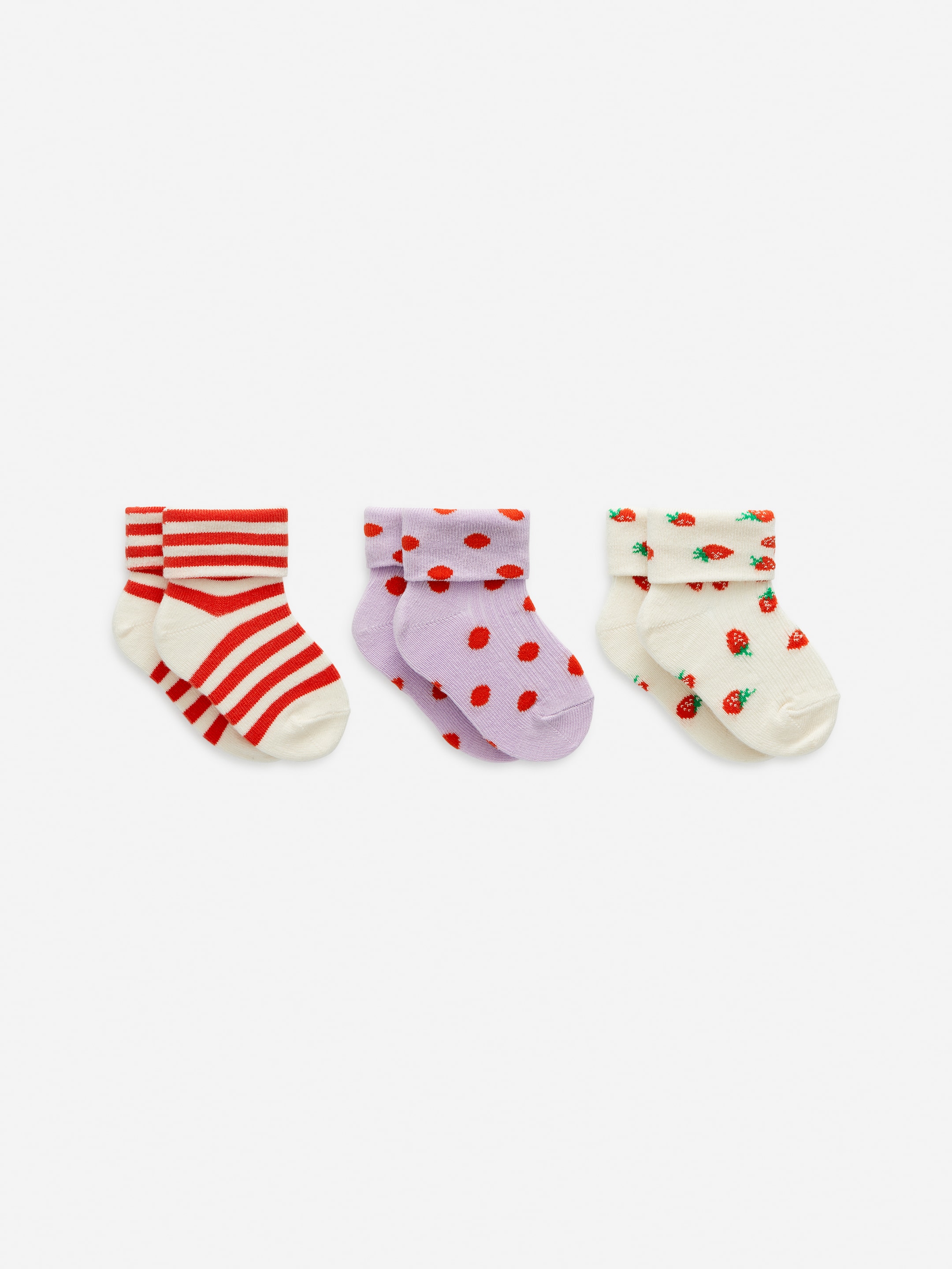 Ribbade strumpor, 3-pack - Off-white/röd - Children - StillMedia/DescriptiveStillLife - 2