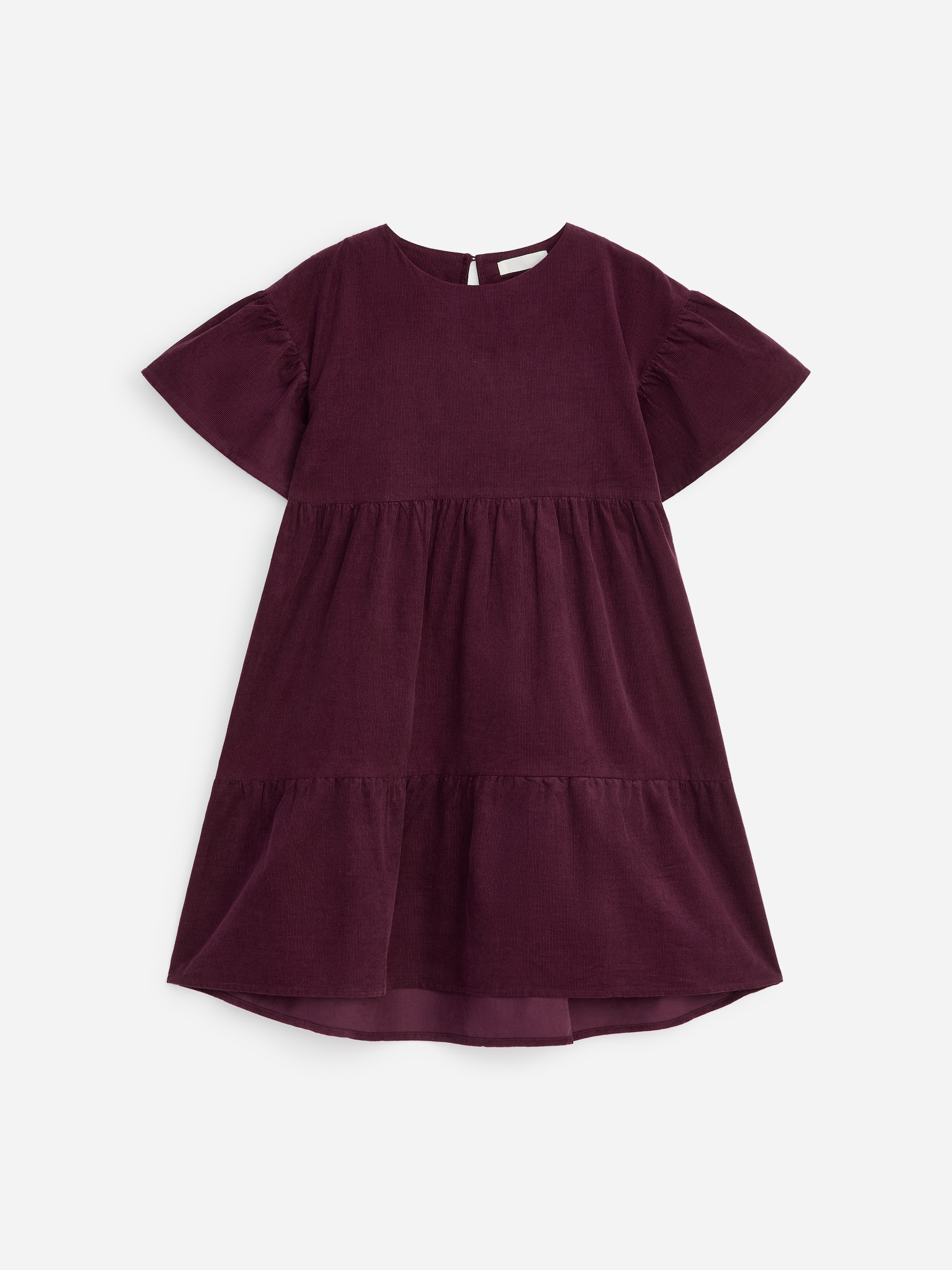 Frill Corduroy Dress-Red-21007