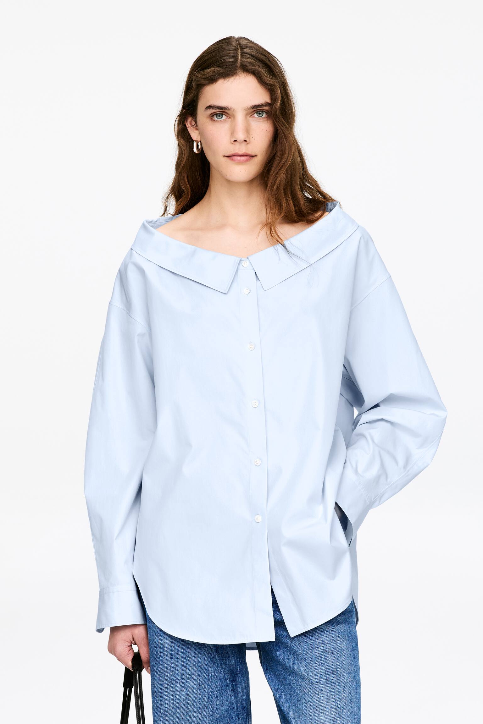 Μπλούζα με Ανοιχτό Ντεκολτέ - Μπλε - 1