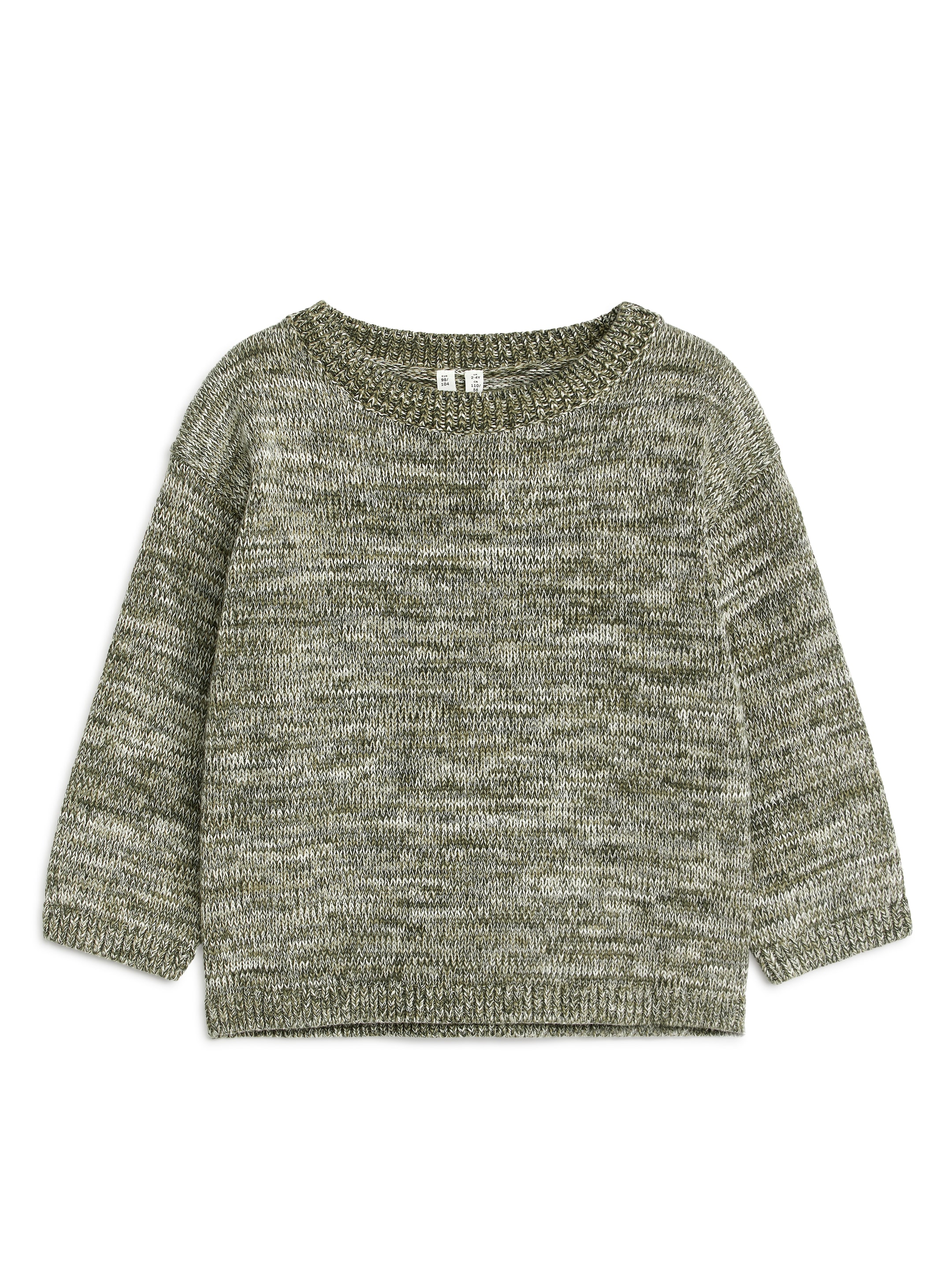 Knitted Cotton Jumper - Khaki Green Melange - Regular fit - Children - StillMedia/DescriptiveStillLife - 2