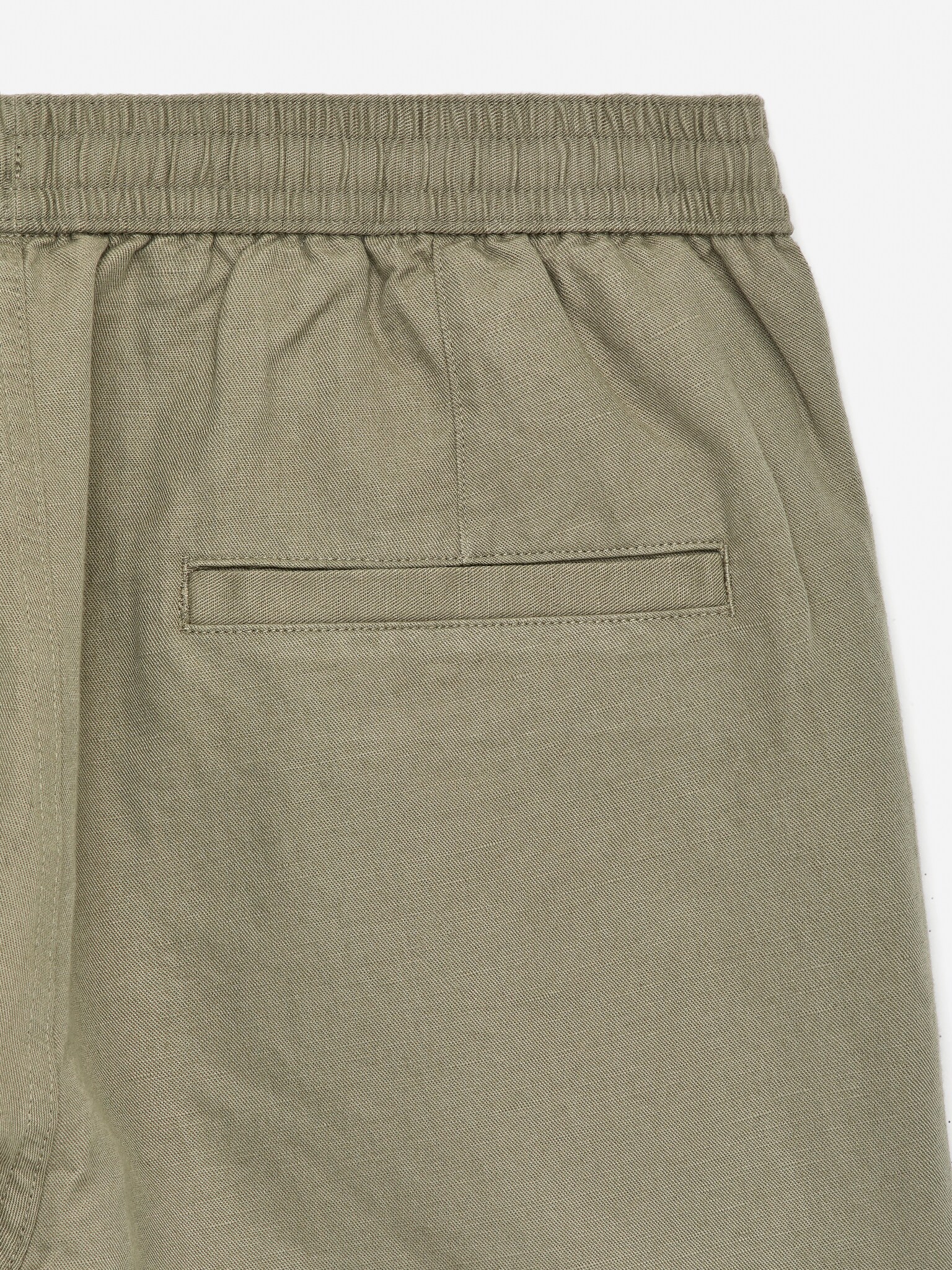 Short en coton et lin avec cordon de serrage - Vert/Bleu foncé/Beige clair/Noir - 5