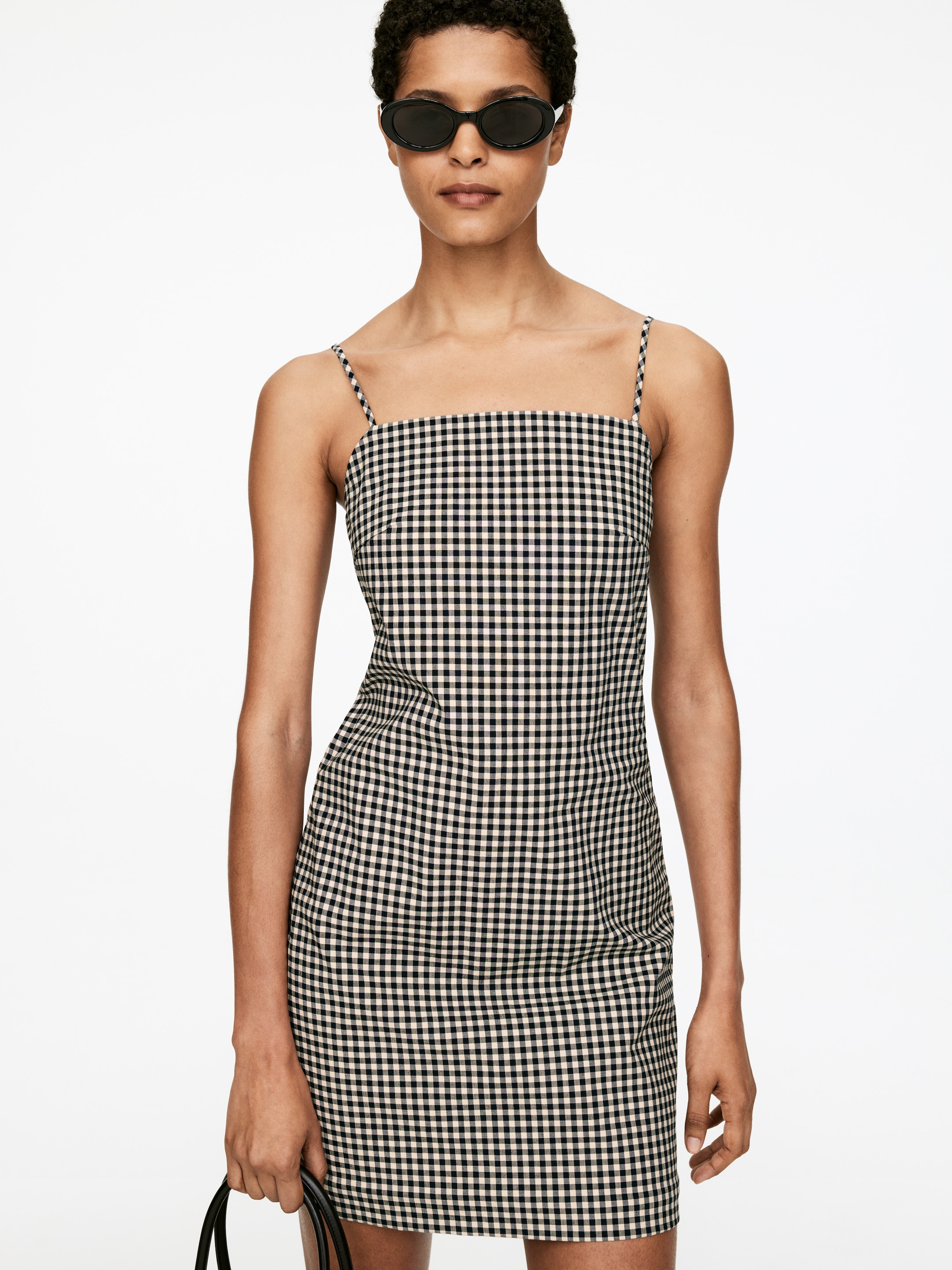 Agrandir l'image: Robe courte à carreaux vichy - Bleu foncé/Beige - FEMME | H&M FR 4
