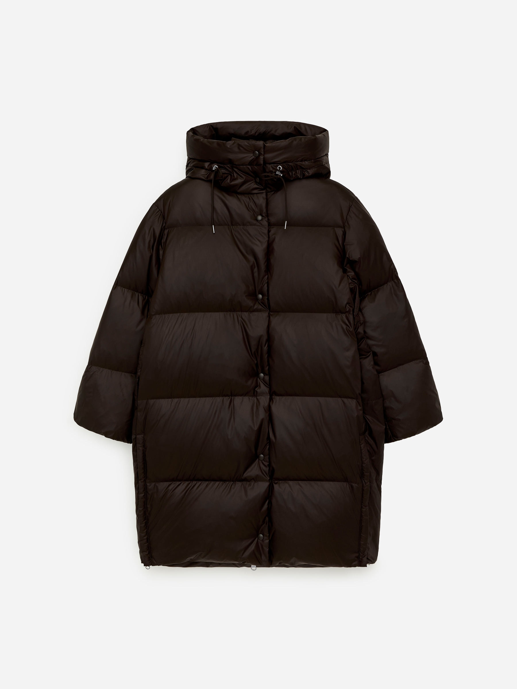 Upcycled Down Long Coat-Brown-17209