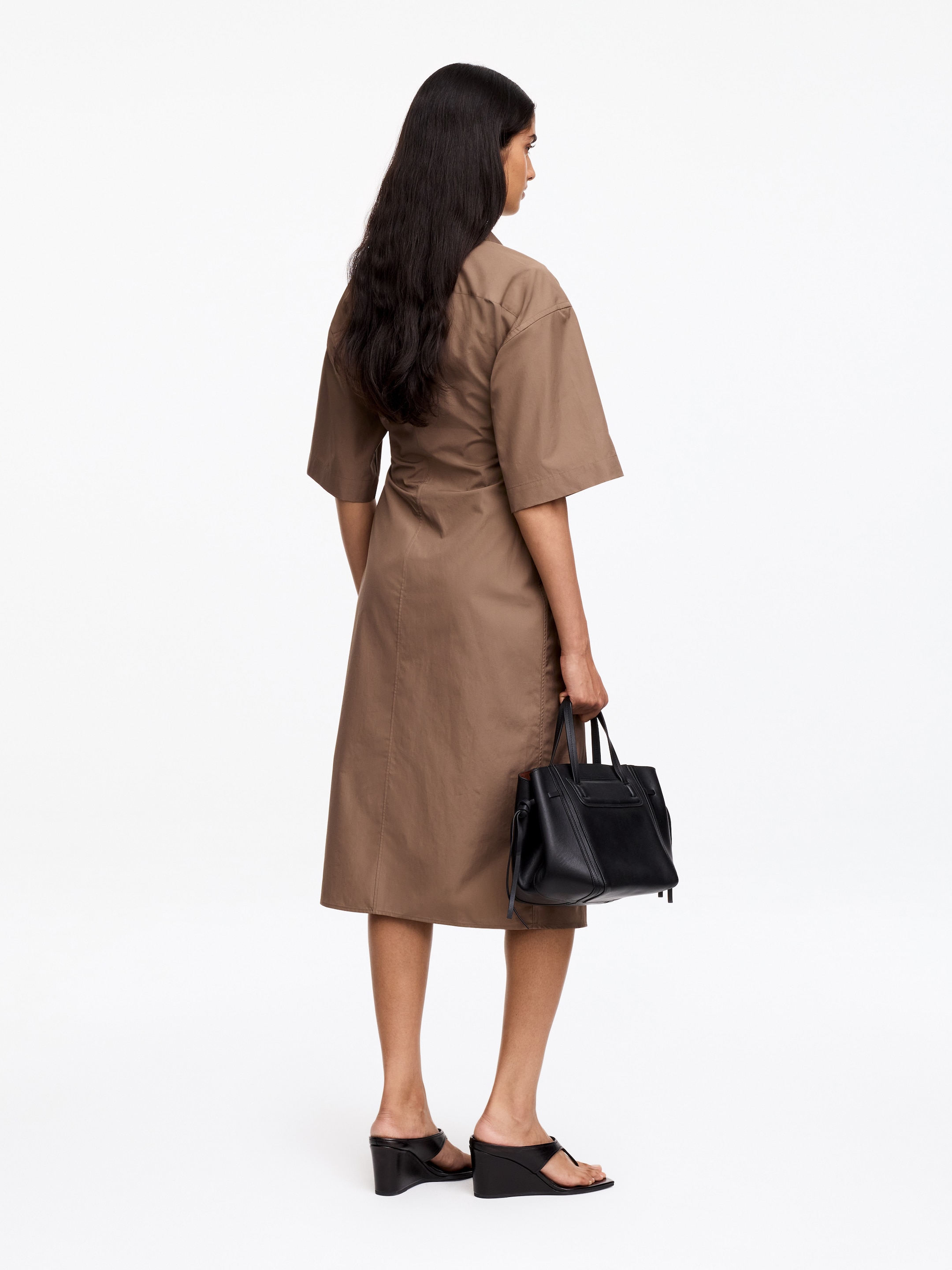 Cotton Wrap Dress - Dark Mole - Regular fit - Women - StillMedia/Lookbook - 4