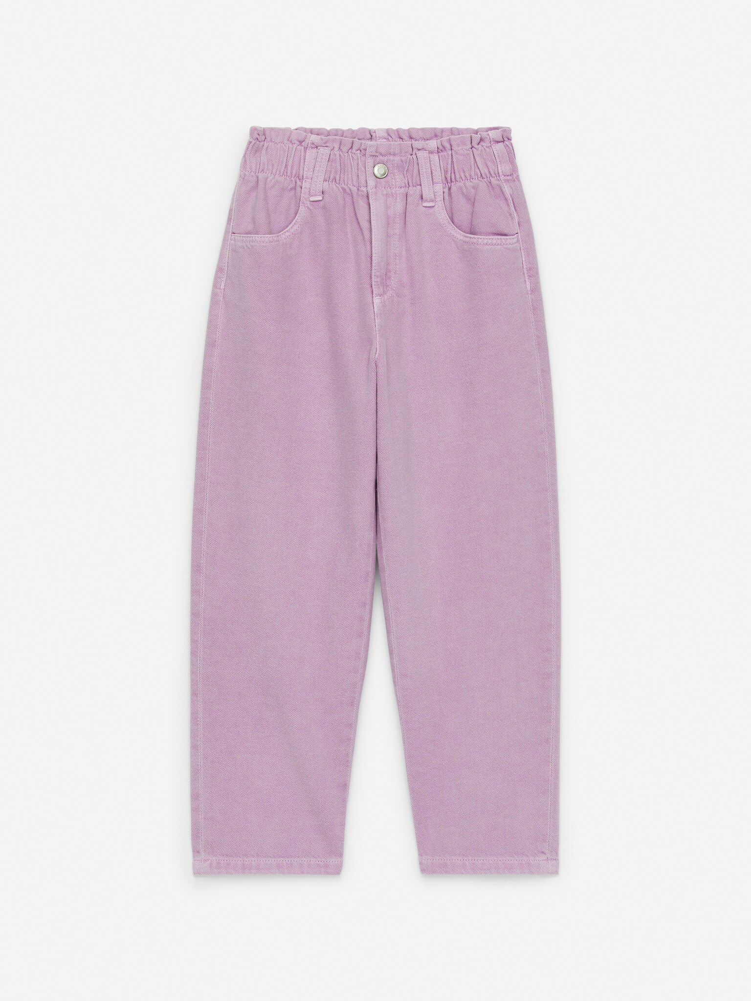 Pantaloni in denim con vita paperbag - Lilla