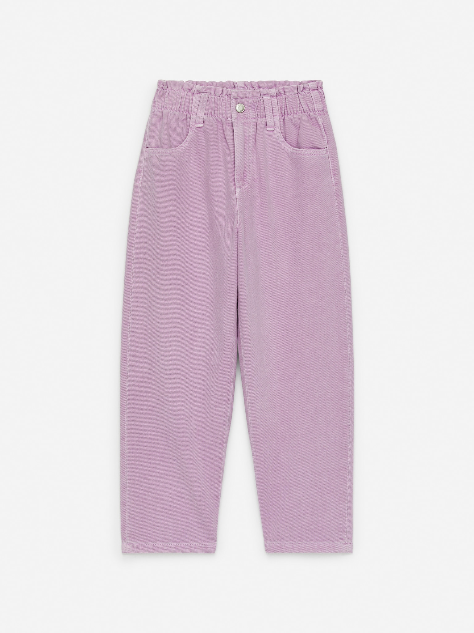 Pantaloni in denim con vita paperbag - Lilla