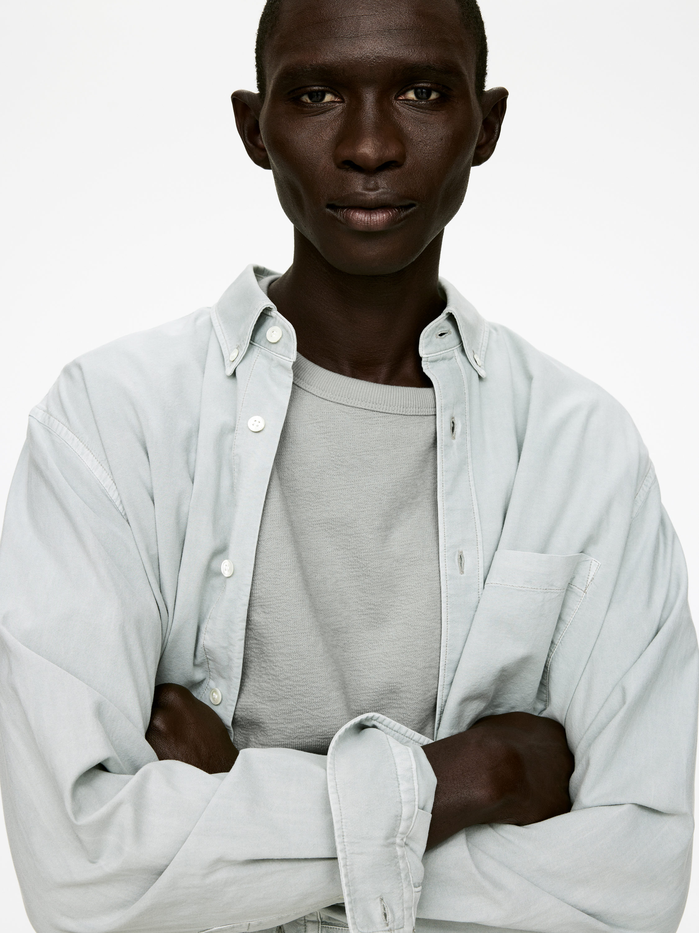 Relaxed Bouclé T-Shirt - Dusty Green - Loose fit - Men - StillMedia/Lookbook - 4